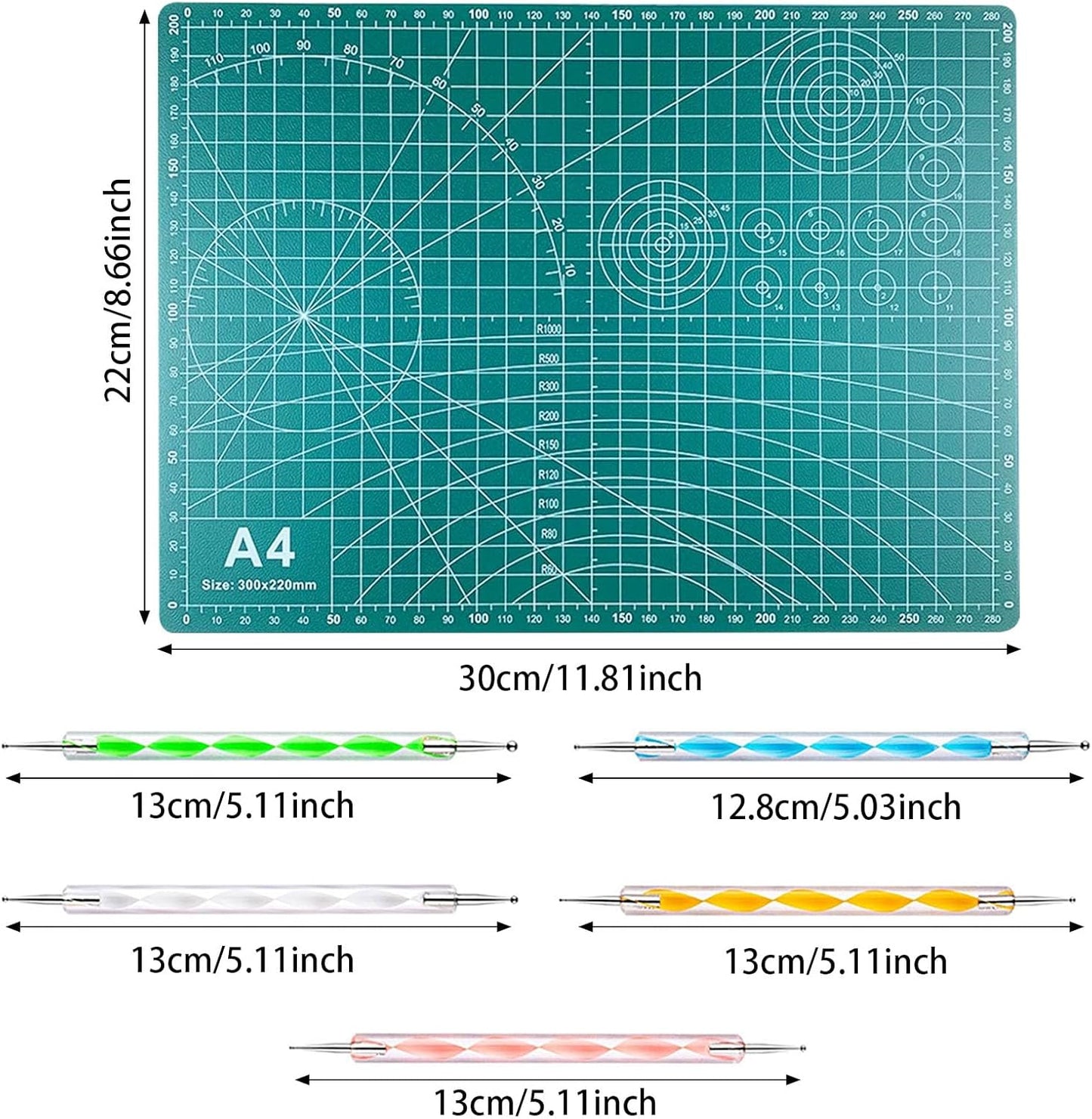 Yayatty Polymer Clay Tools, Acrylic Clay Roller, Acrylic Sheet, Rotary Cutting Mat, Round Polymer Clay Cutters with Clay Slicer Blade for Pottery and Sculpture, 42 PCS