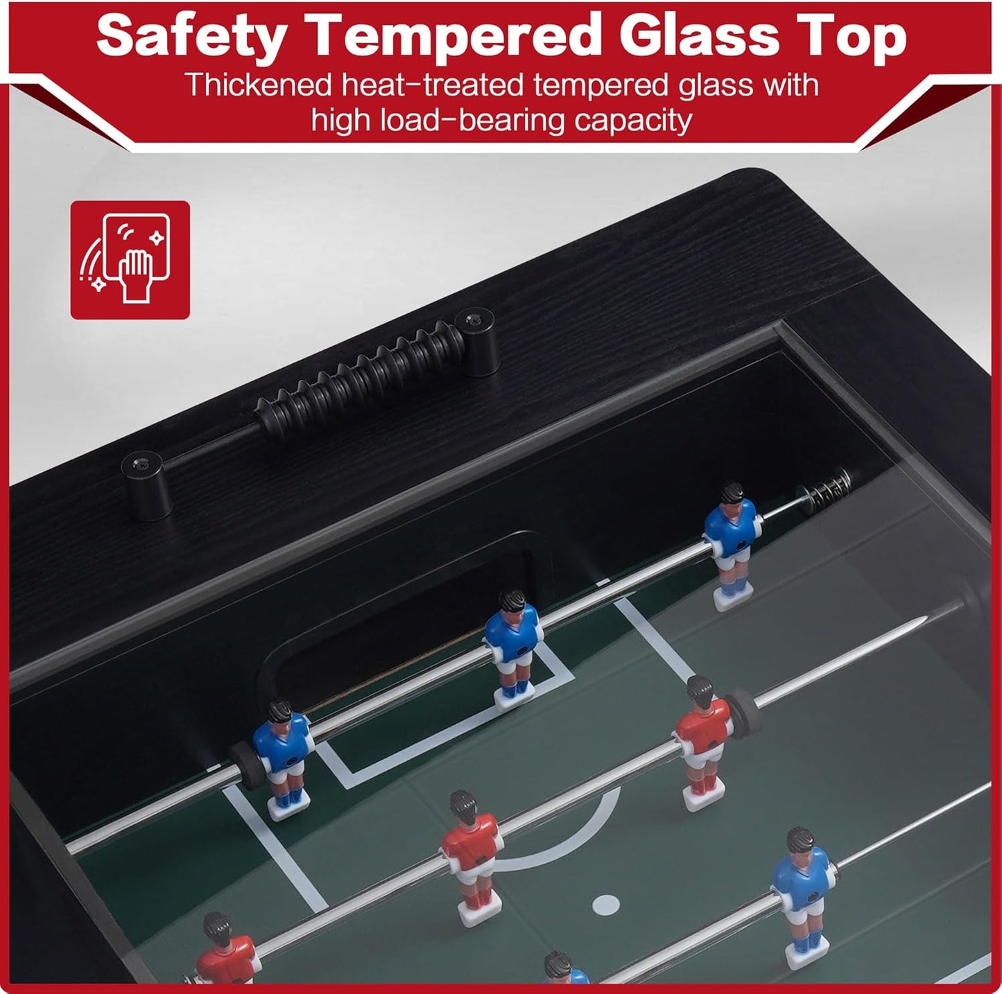 Foosball Coffee Table, 42" Soccer Game Table with Tempered Glass, Modern Game Table with 2 Balls for Adults, Kids, Home, Indoor Family Living Room