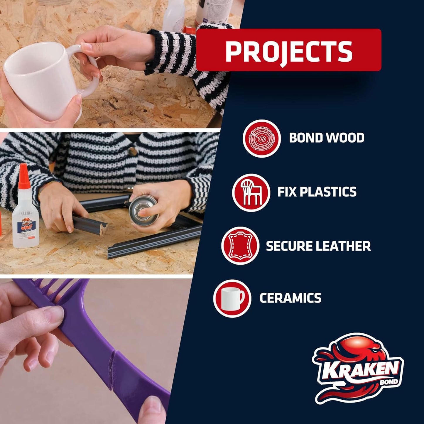 KRAKEN BOND Wow! Spray Adhesive Activator(2X6.76 Oz.) - Cyanoacrylate Super Glue Accelerator Spray for Plastic, Metal, Wood & PVC, CA Glue Activator | 2 Pack