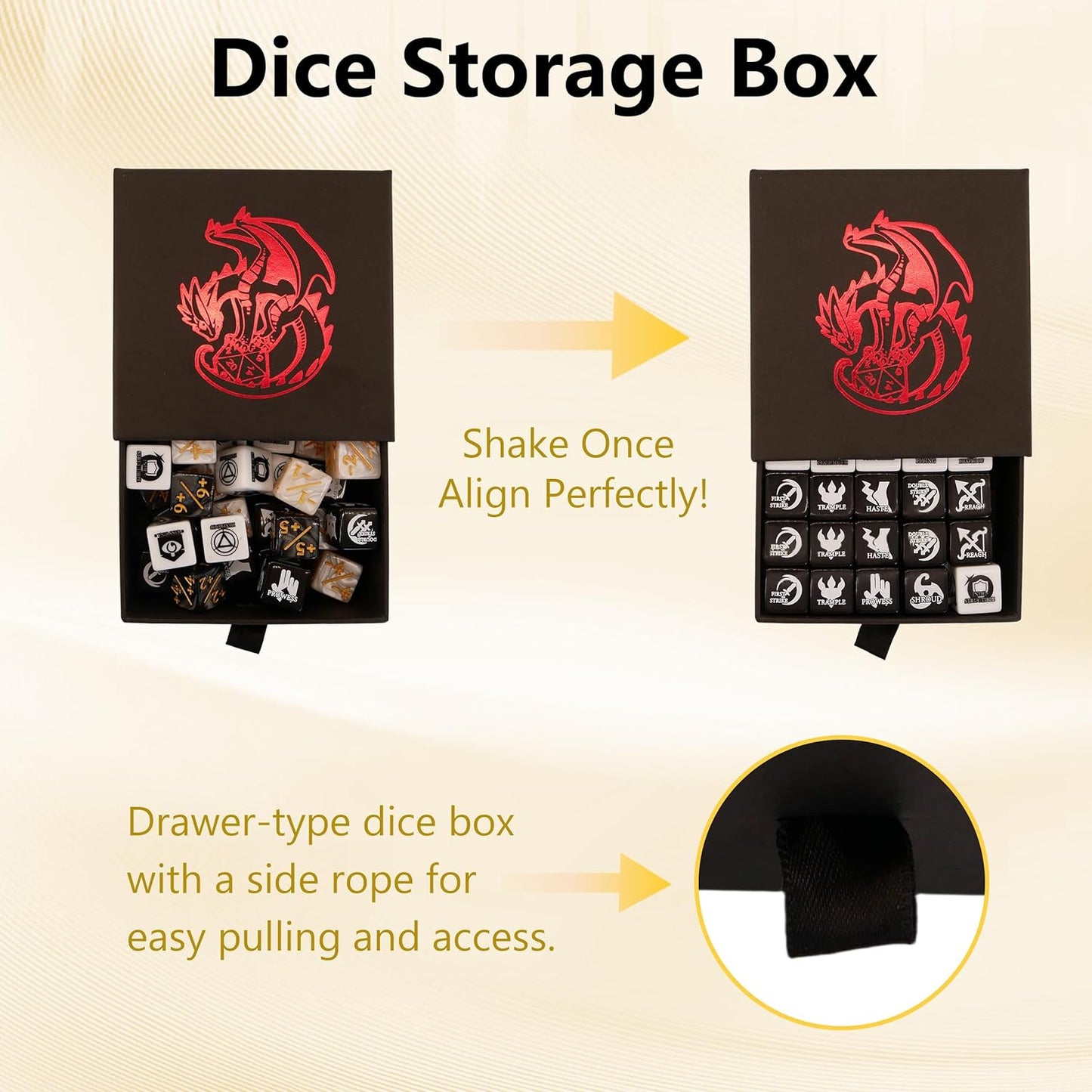 MTG dice Set with counters for Final Fantasy MTG - 50 dice Including keyword, +1 to +6, and -1 to -6 counters - Comes with Storage Box and Pouch (Pattern Version)