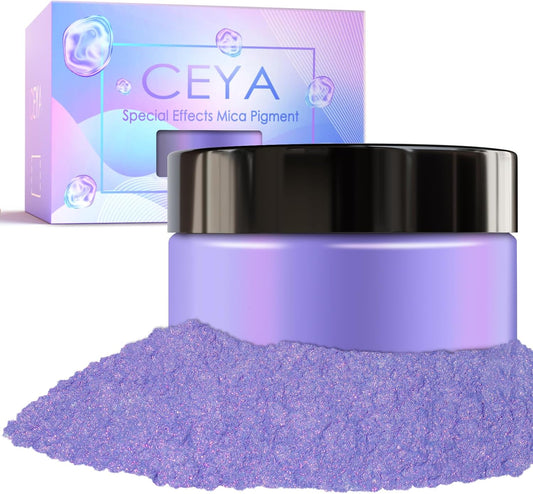 Ceya Highly Chameleon Mica Pigment, 1.8oz/ 50g Purple Shadow Chrome Powder, Cosmetic Grade Pearlescent Effect Color Shift Pigment for Epoxy Resin, Makeup, Nail Polish, Soap Dye, Candle Making, Slime