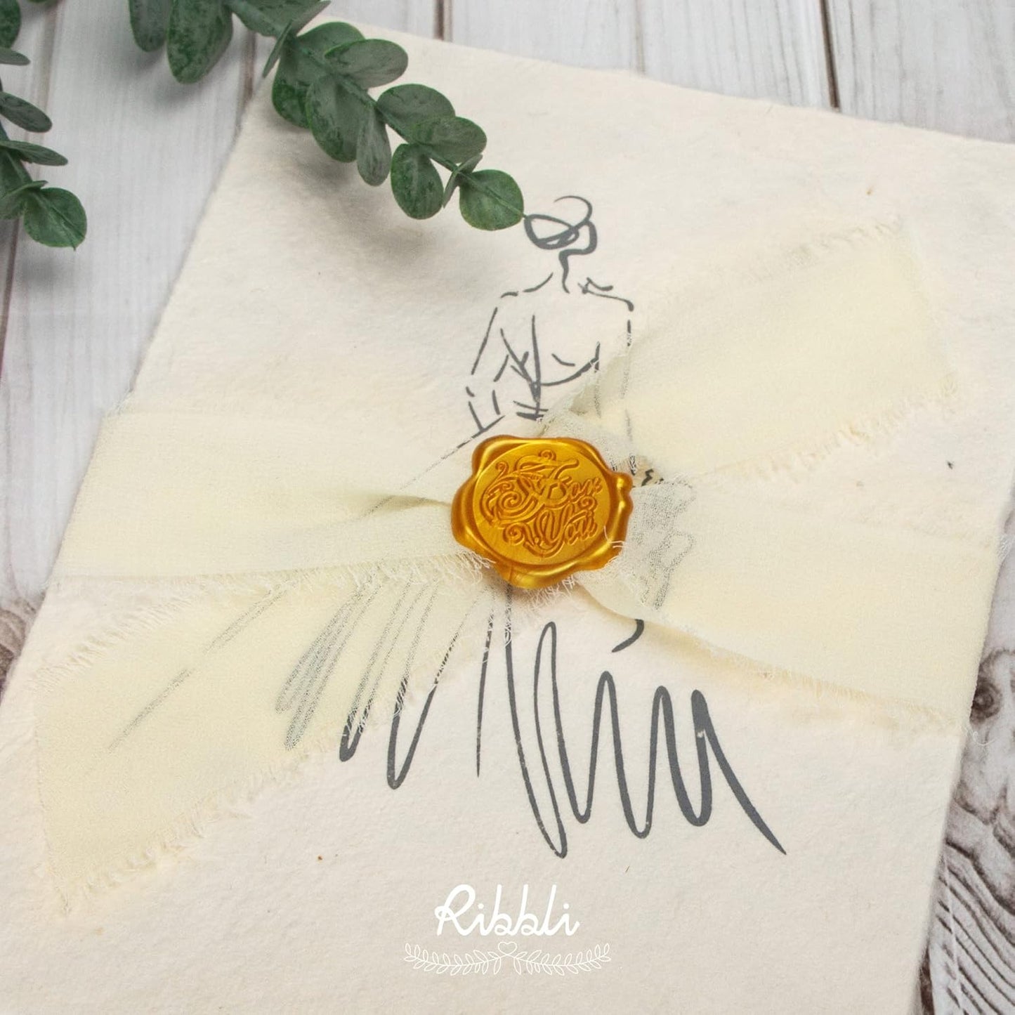 Ribbli Chiffon 1-1/2 inch x 20 Yard Handmade Fringe Cream Ivory Silk Ribbon for Wedding Invitations, Bridal Bouquets, Flower Arrangement Decoration