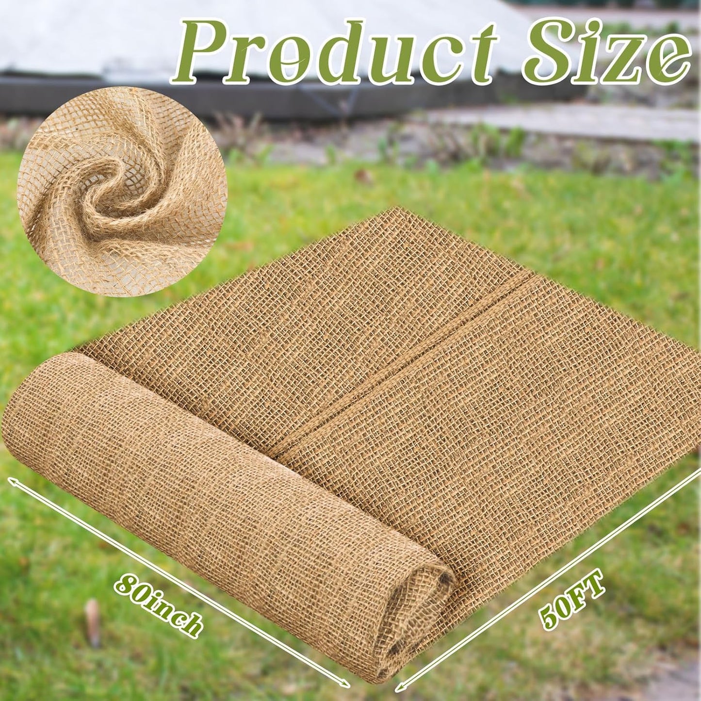 Buryeah 80 Inch x 50 ft Burlap Fabrics Roll Natural Jute Burlap Tree Wraps Protector Winter Frost Plant Blankets Cloth Weed Barrier Fabric Garden Plants for Winter Outdoor Trees Shrubs Party