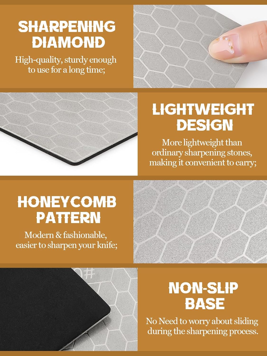 9PCS Diamond Sharpening Stones, Kalolary Knife Sharpener Stone Grit Diamond Sharpener Plate with Angle Guide Leather Strop Non-slip Base for Kitchen Outdoor Knife (80/200/400/600/1000/1200/1500 Grit)