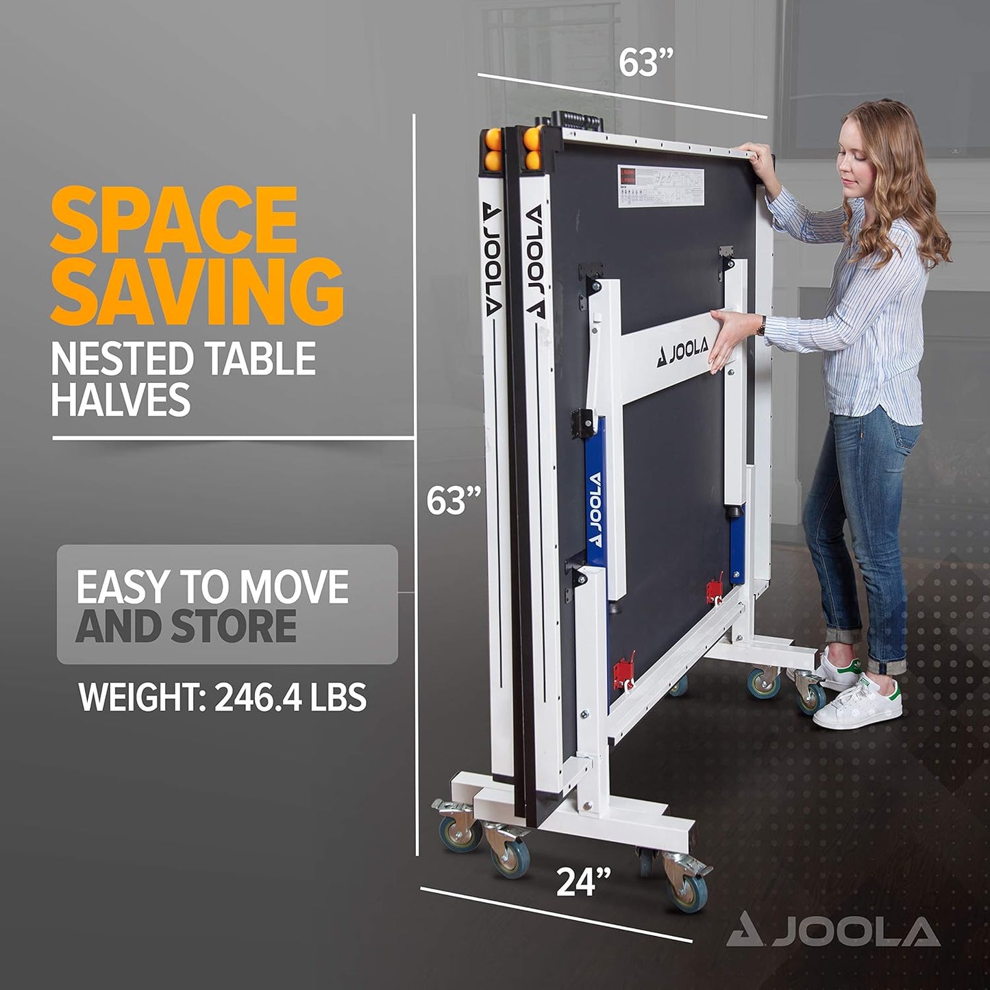 JOOLA Rally TL Professional MDF Indoor Ping Pong Table w/Quick Clamp Table Tennis Net & Post Set - 10 Minute Easy Assembly - Corner Ball Holders - Tournament Quality - Includes Playback Mode