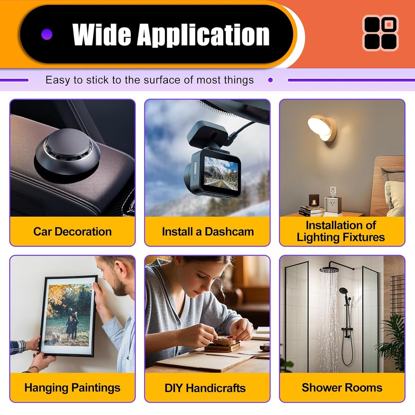 30 Pcs Large Strong Double Sided Adhesive Pads, Made of 3M, Heavy Duty Square Sticky Mounting Foam Tape for Car Décor Wall, 0.12" Thick Black Sticky Pads 2.13" x 3.35"