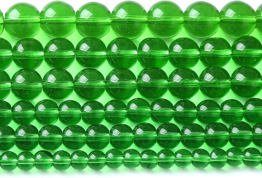 46pcs 8mm Smooth Green Crystal Glass Quartz Beads Round Loose Beads for Jewelry Making DIY Bracelet Necklace 15" Energy Healing Power Stone Beads(8mm, Green Crystal Glass)