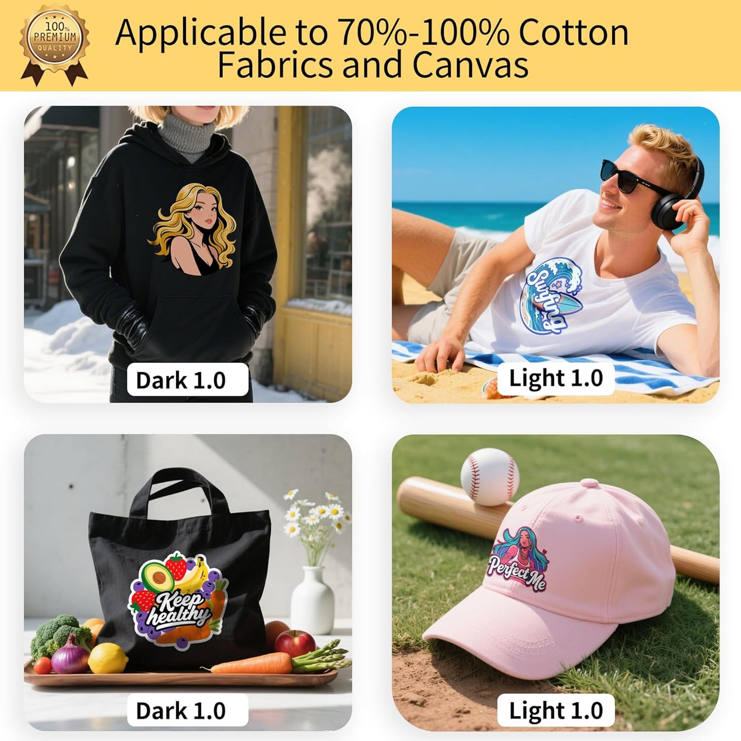 TransOurDream Heat Transfer Paper for Dark and Light Fabric (5+5 Sheets, 8.5x11, Mix Pack) Printable HTV Heat Transfer Vinyl for T Shirts Iron on Transfers for Inkjet Printer (D1L1)