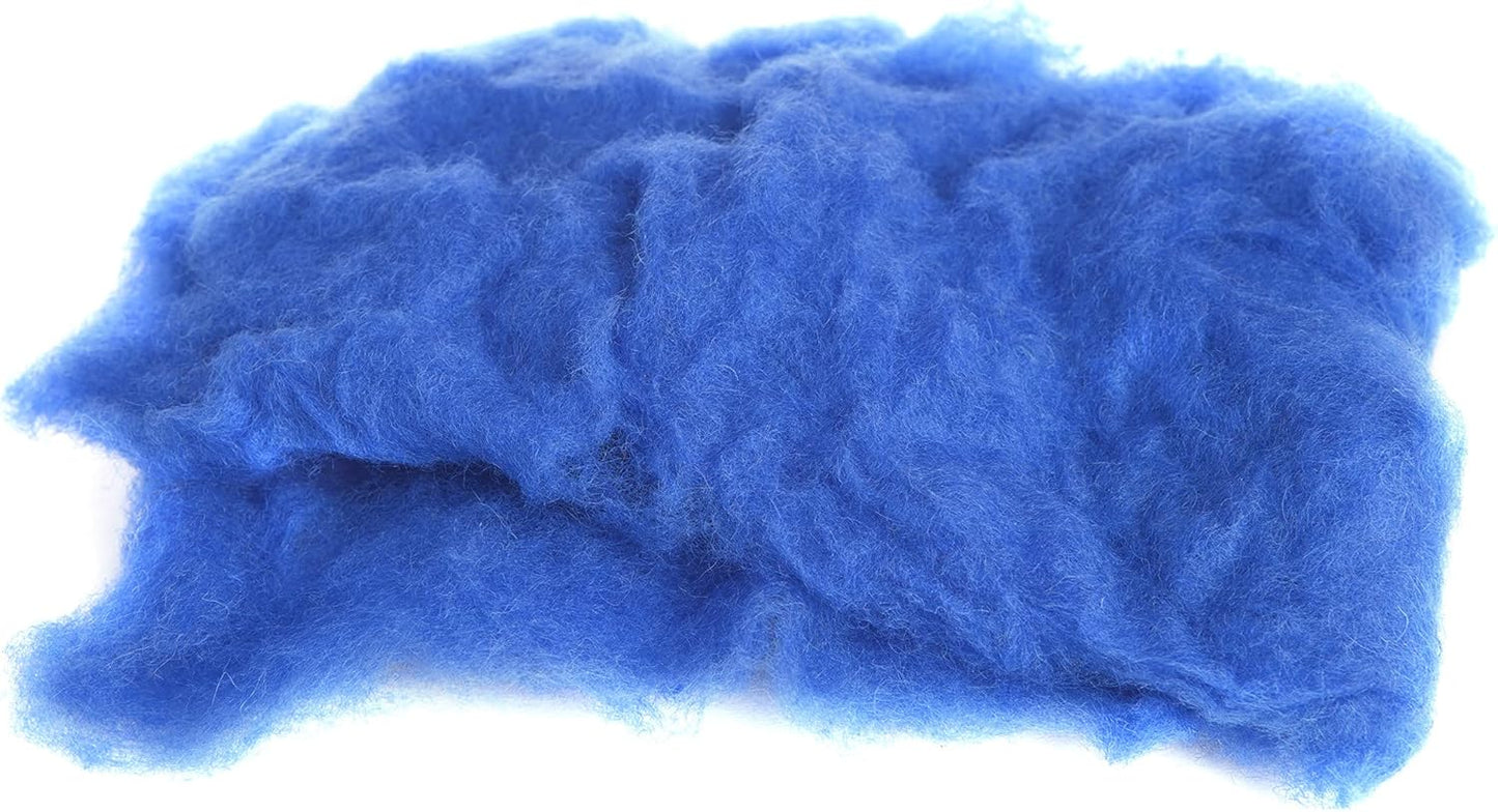 Desert Breeze Distributing Maori Wool Carded Batting, 100% Natural New Zealand Wool Made by DHG in Italy for Needle Felting, 3.5 OZ, 27 Micron, Color Royal Blue