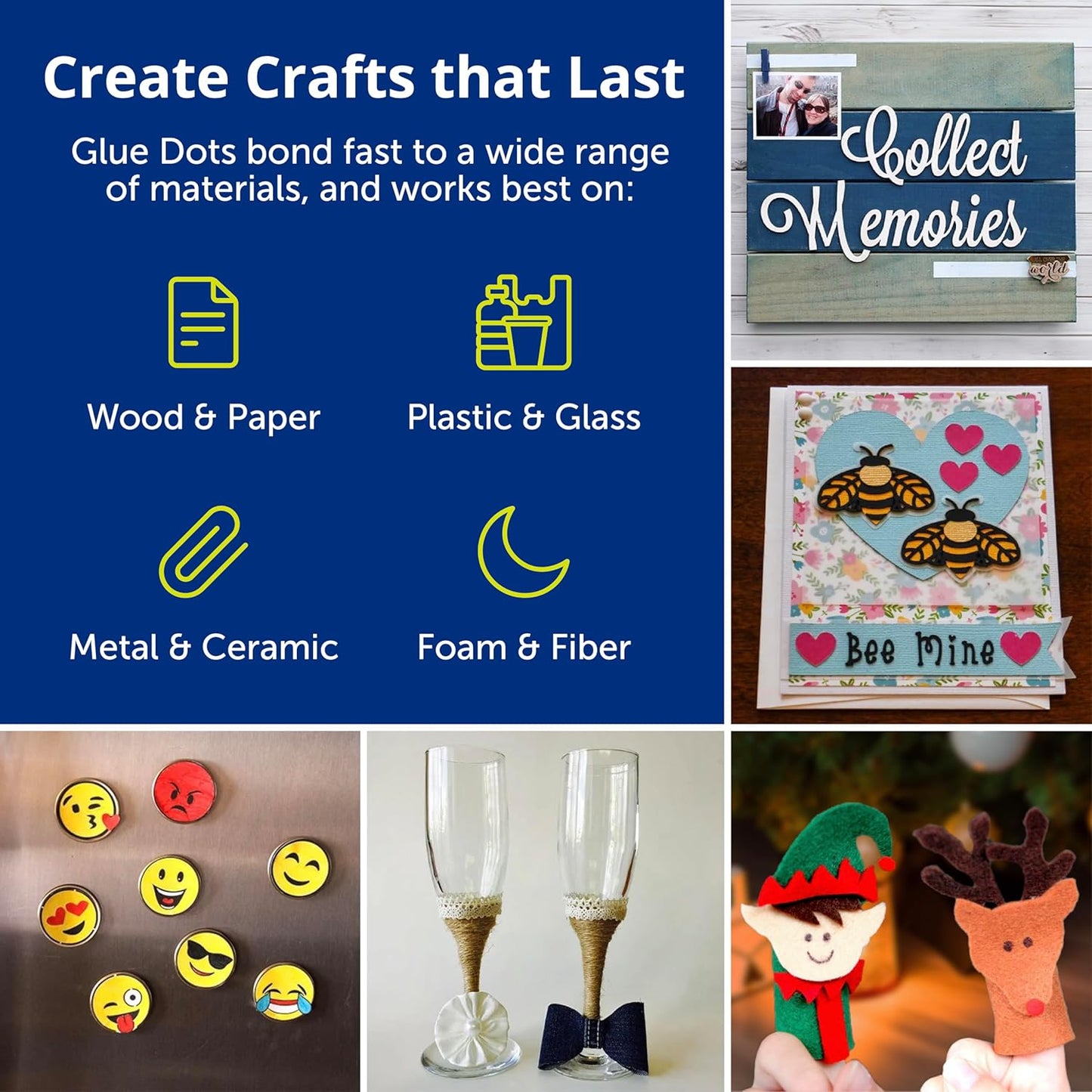 Glue Dots, Crafter's Pack, Double-Sided, Mini Dots, Craft Dots, Micro Dots, Permanent, 825 Dots, DIY Craft Glue Tape, Sticky Adhesive Glue Points, Liquid Hot Glue Alternative, Clear, 3 Pack