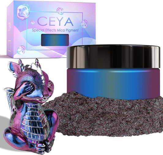 Ceya Chameleon Mica Powder, 1.8oz/ 50g Starry Night Chrome Nail Powder, Cosmetic Grade Pearlescent Effect Color Shift Pigment for Epoxy Resin, Makeup, Nail Polish, Soap Dye, Candle Making, Craft