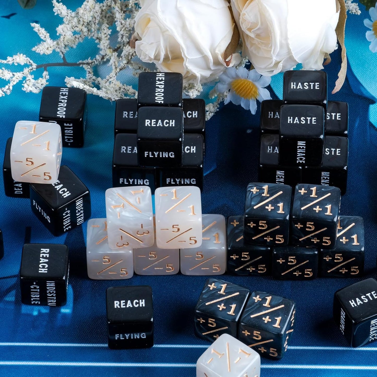 48 Pieces MTG Dice Counters Bulk Ability Keyword Counters Life Counter 1/+1 counters,6 Sided Dice Set for Tabletop Games,MTG, TCG, Card Games Accessories (48 Pieces)