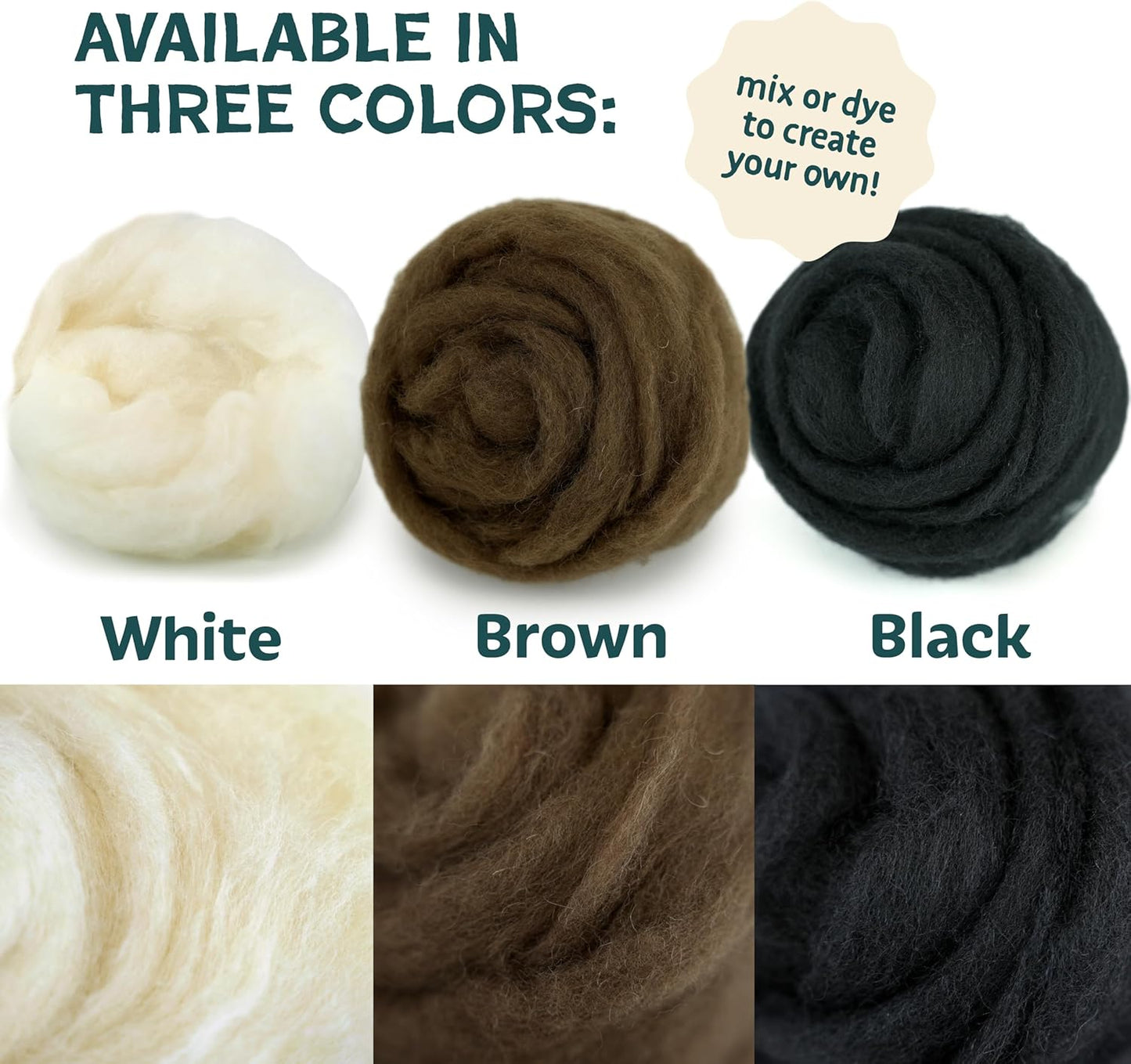 Woolbuddy Needle Felting Wool, Carded Core Wool, White Roving for Wet Painting, DIY Dryer Balls, Felting Pads, Supplies, and Bulk Chunky Yarn (15.7oz)