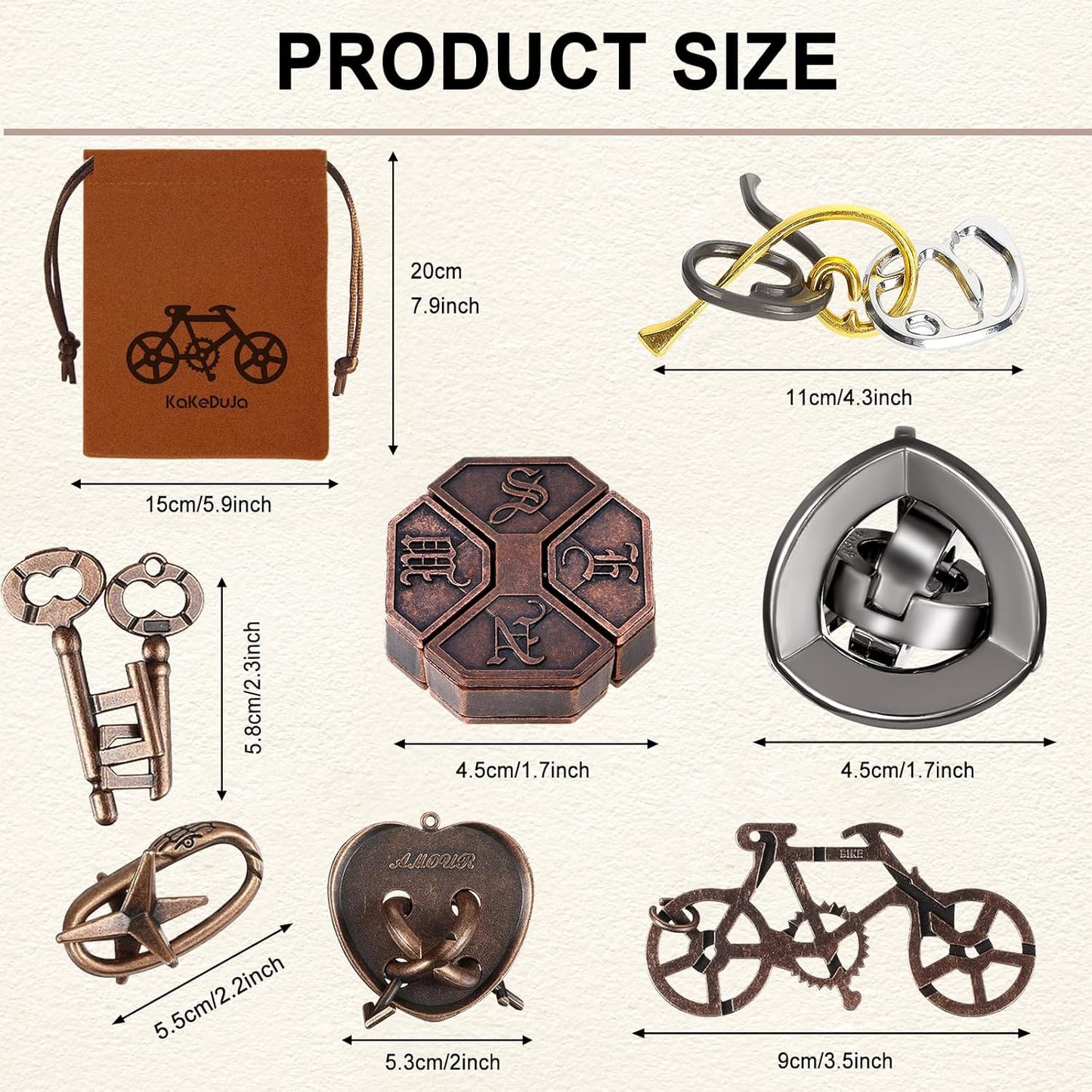 9 PCS Metal Brain Teaser Puzzles Logic Metal Puzzle for Adult Toy Lock Puzzles Gift for AdultsTeenagers (9 PCS Edition B)