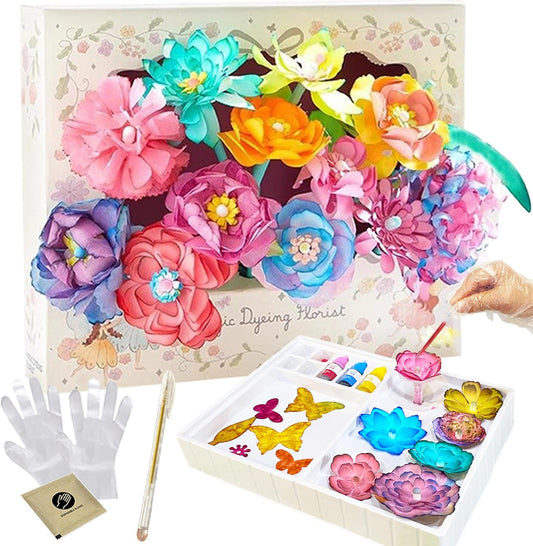 Science Craft Kit: Color Mixing & Dyeing Paper Flower Bouquet for Adults, Teens & Kids 8-12. Handmade Craft for Women's Group Activities & Stem Family Fun, Gift for Birthday Christmas, (Pink Florist)