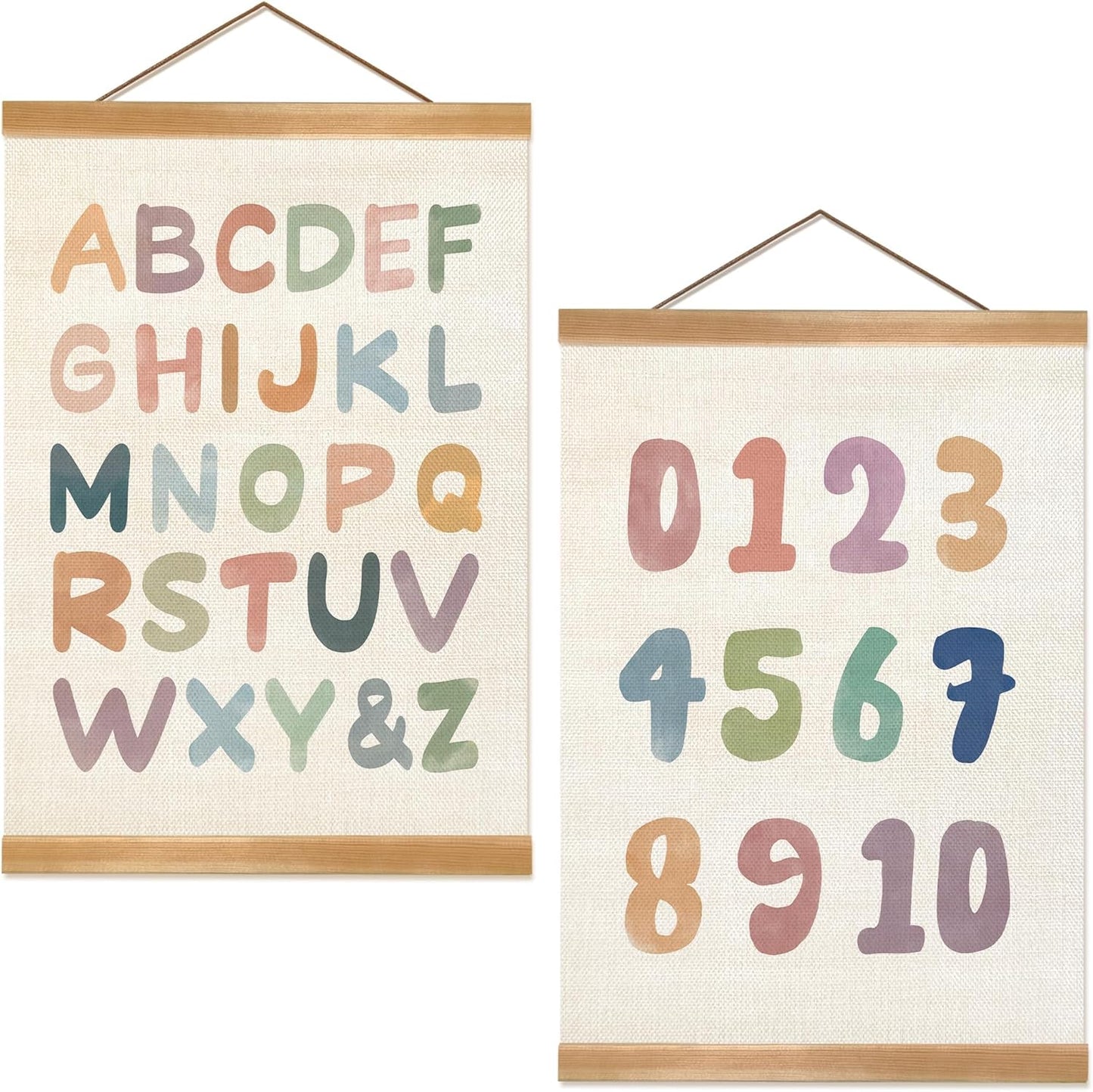 ZTGDA Alphabet Numbers Poster Set of 2, Alphabet Numbers Wall Art Poster, ABC Banner Poster, Numbers Banner Wall Hanging Decor for Toddler Room Playroom Nursery Wall Classroom Decor (12x16inch 123)