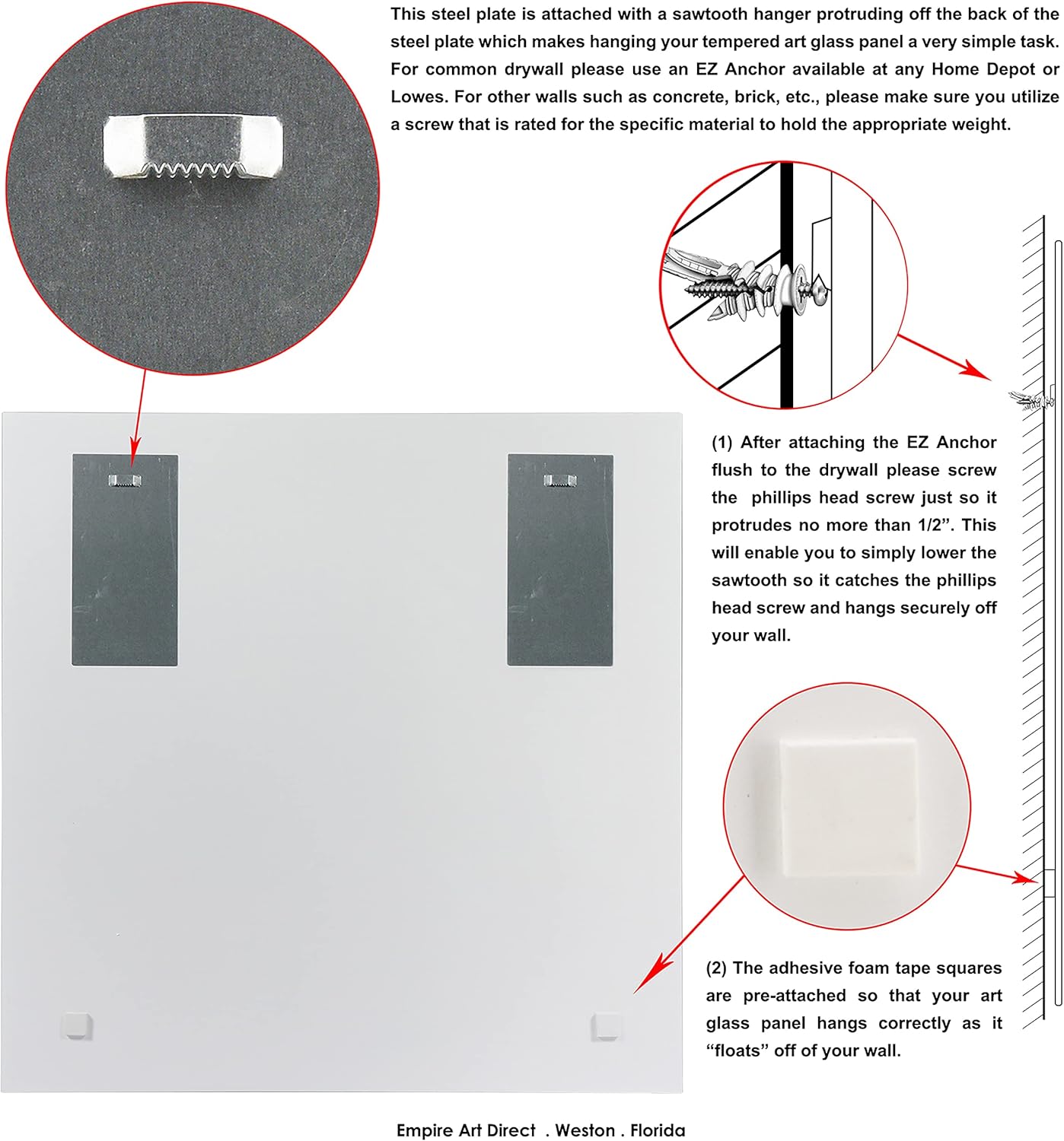 Empire Art Direct Frameless Free Floating Tempered Glass Panel Graphic Wall Art Ready to Hang, 38" x 38", Glacial Amaryllis