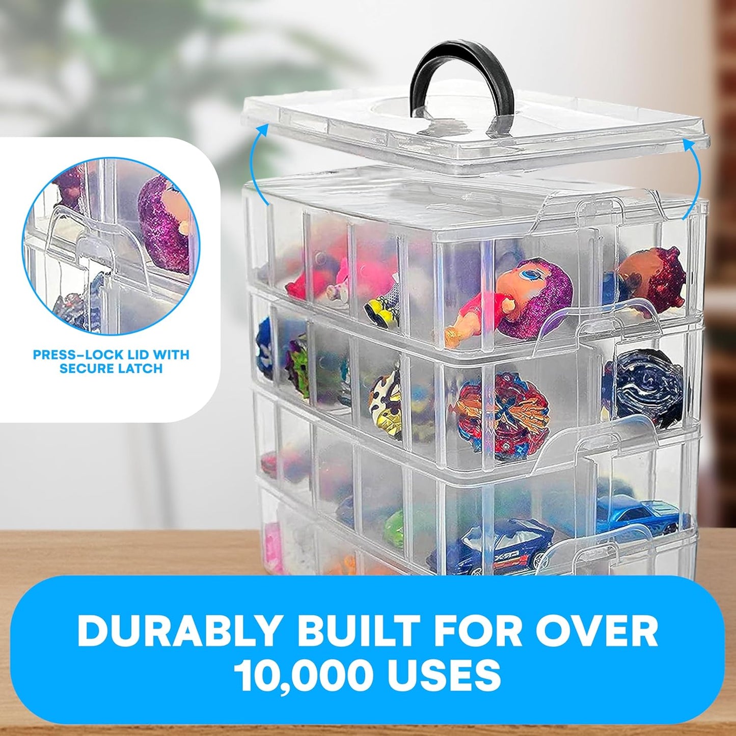 Bins & Things 40-Compartment Organizer for LOL Dolls - Beads and Craft Storage, Compact Toy Organizer for Small Toy Figures - Portable, Durable Storage Solution