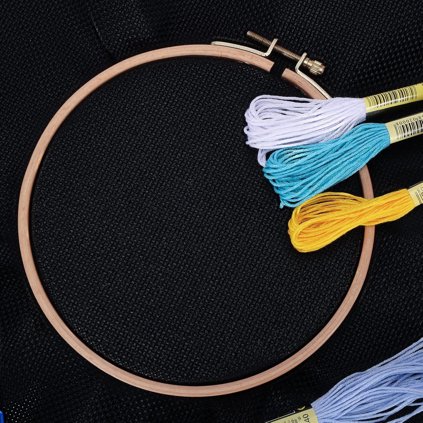 Caydo 6 Pieces Aida Cloth 14 Count Black Cross Stitch Fabric Cotton Embroidery Fabric for Needlework, DIY Handicrafts, 12 by 18-Inch