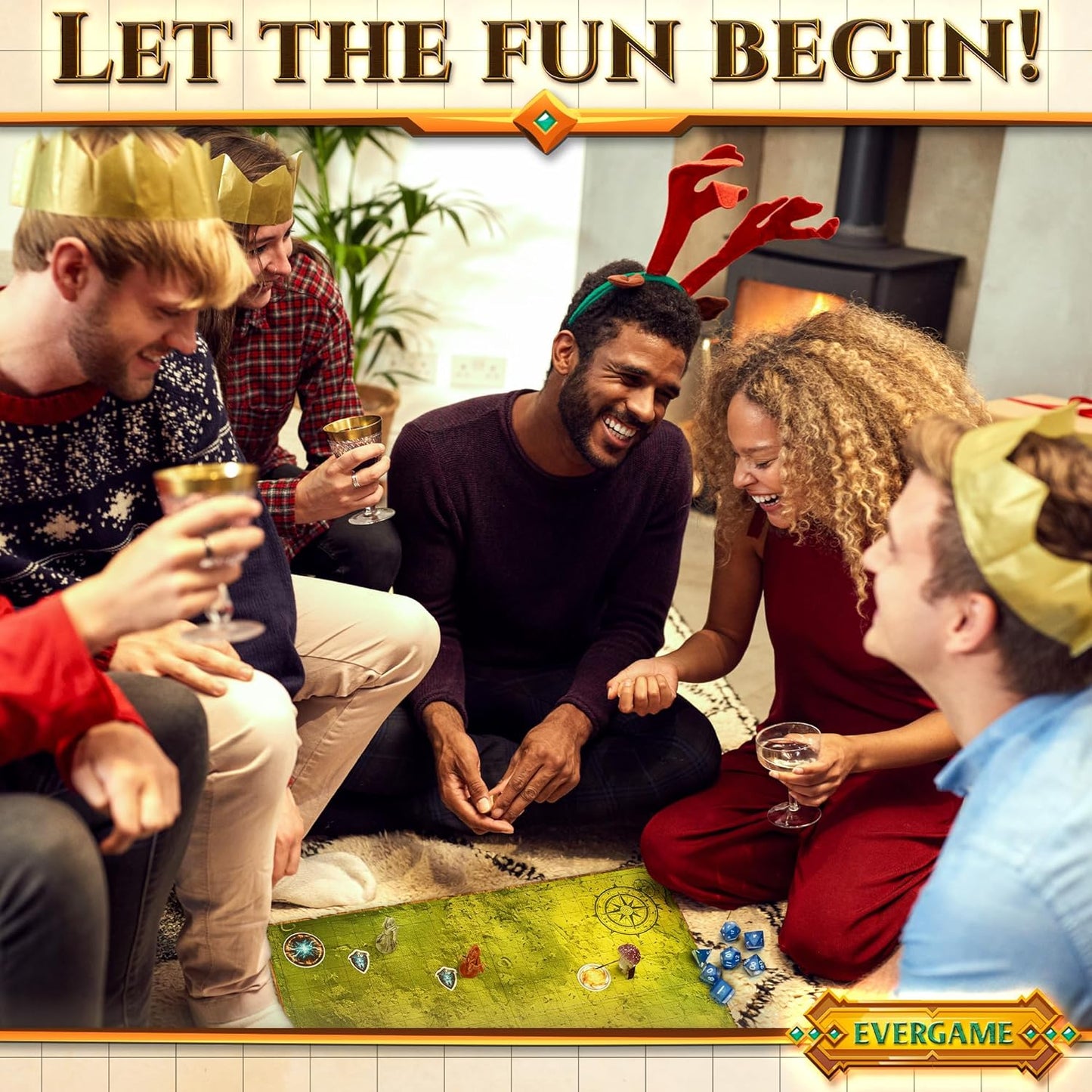 10 DND Game Mats and a lot More - Includes 6 Dungeons & Dragons Board Game Battle Maps (1" Square Grid), Huge Size 22x26-4 3D Battle Arenas, 140+ Reusable Stickers, 4 Markers & Eraser, by EverGame