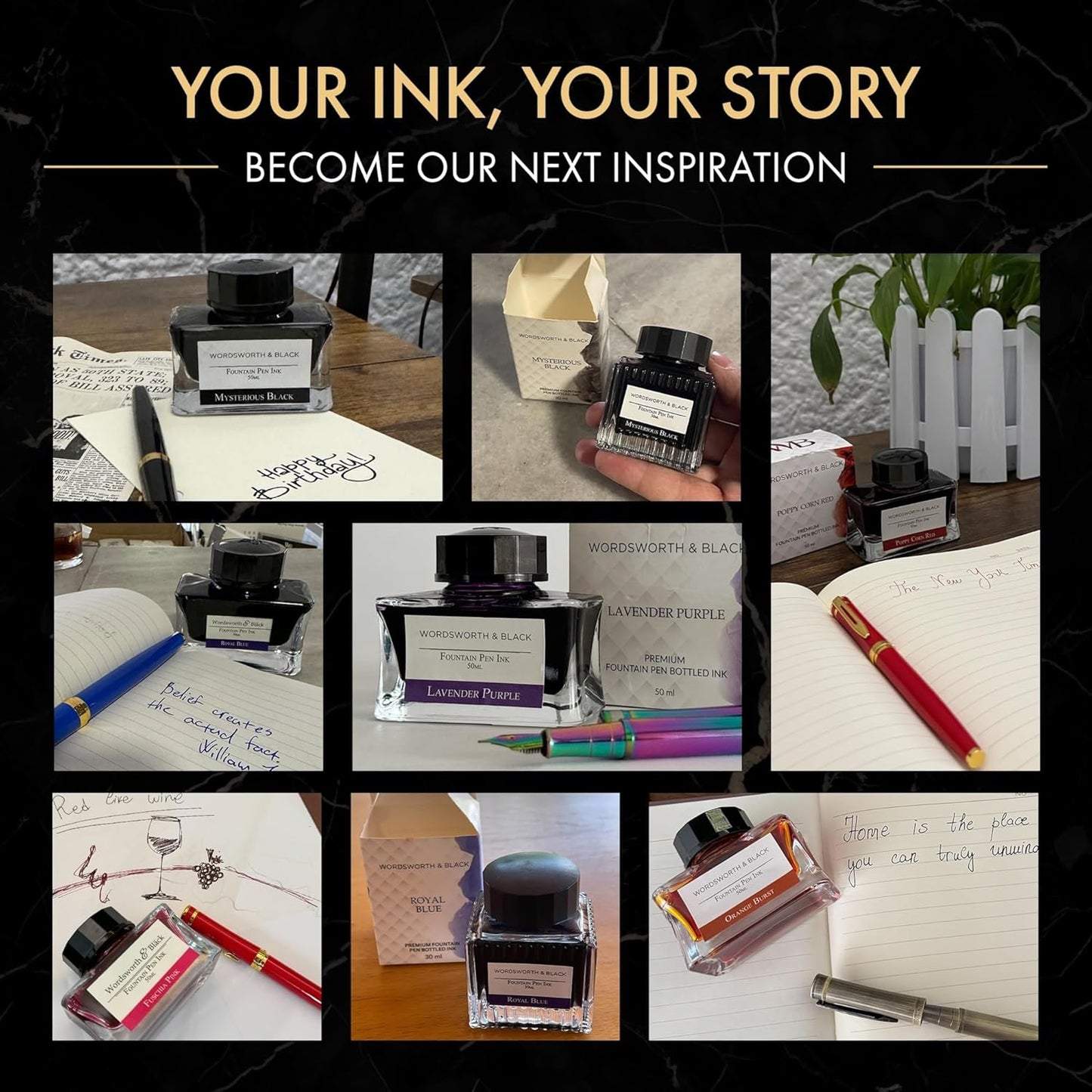 Wordsworth and Black Fountain Pen Ink Bottle (50 ml) Premium Luxury Edition, [Orange] Fountain Pens Bottled Ink; Classic Designed Bottle Smooth Flow 50 ml