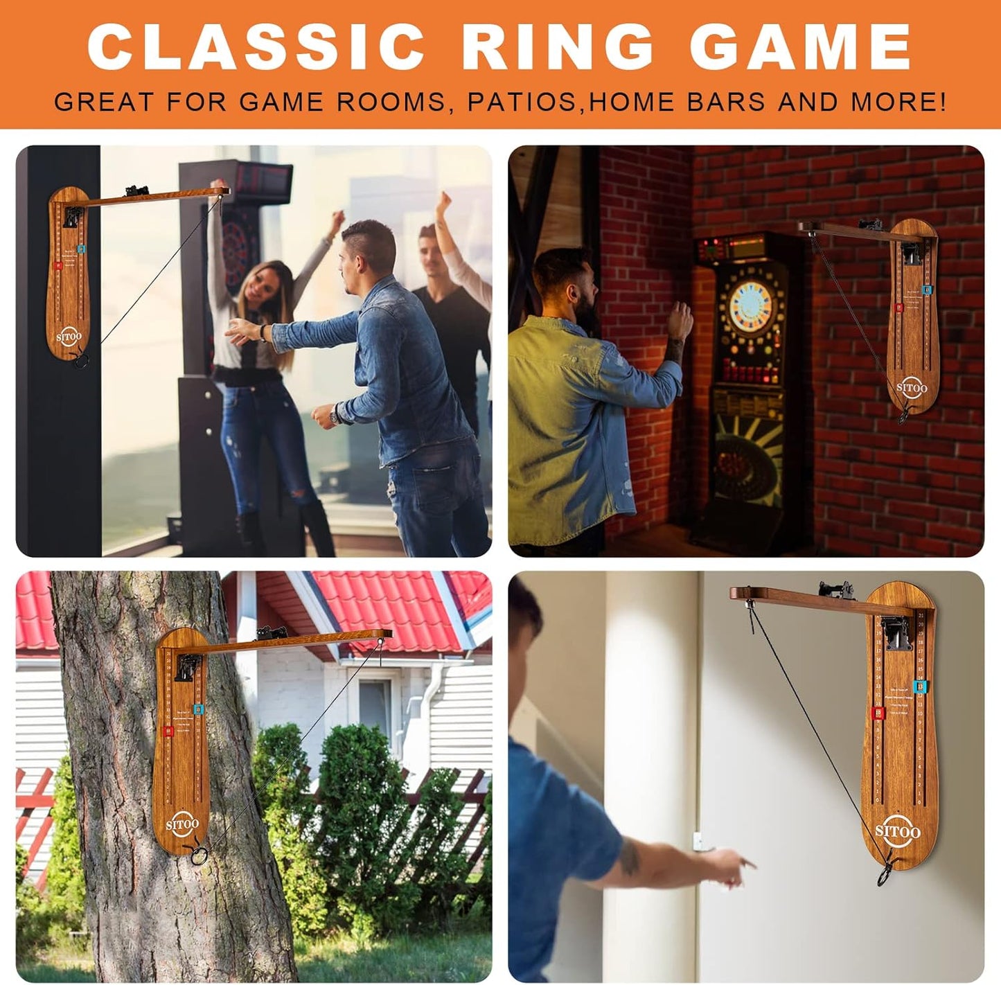 Ring Toss Game for Adults, Outdoors Games, Hook and Ring Game with Foldable Arm