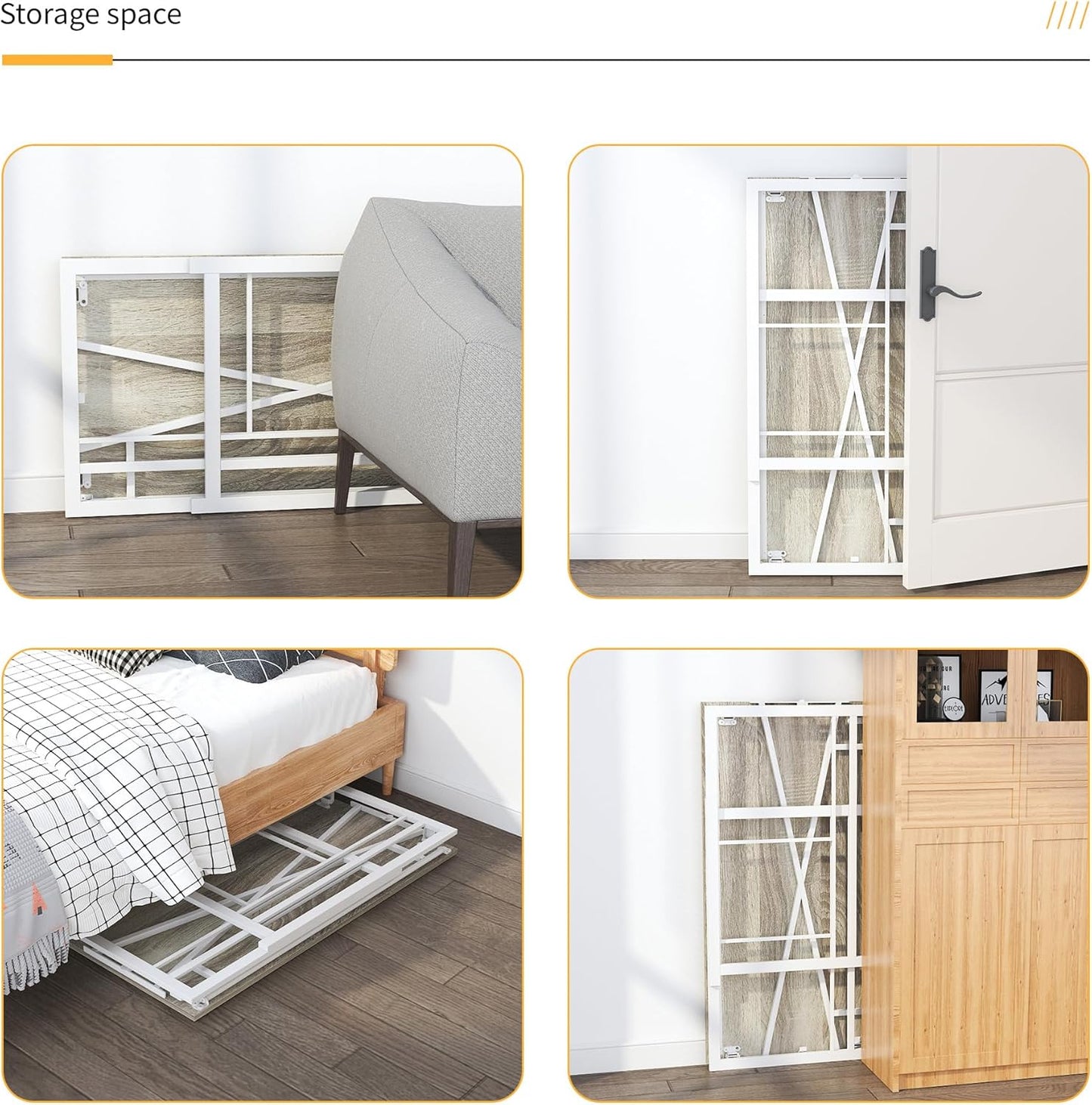 Folding Desk 40 inch Writing Gaming Computer Camping Table, No Assembly Required Home Office Desk, Beige