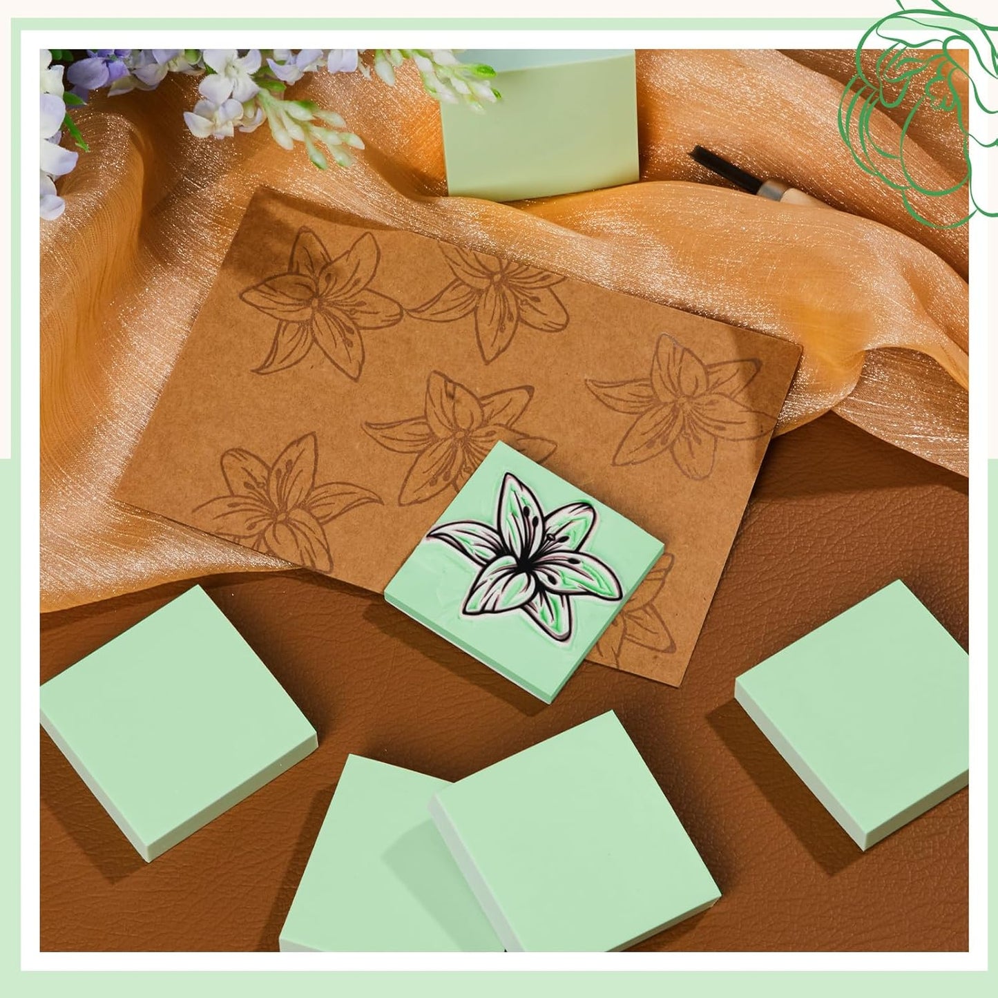 Frienda 24 Pcs 2" x 2" Rubber Carving Blocks Linoleum Blocks for Printmaking, Stamp Making, DIY Crafting, Scrapbook, Painting, Soft and Easy to Carve (Mint Green)