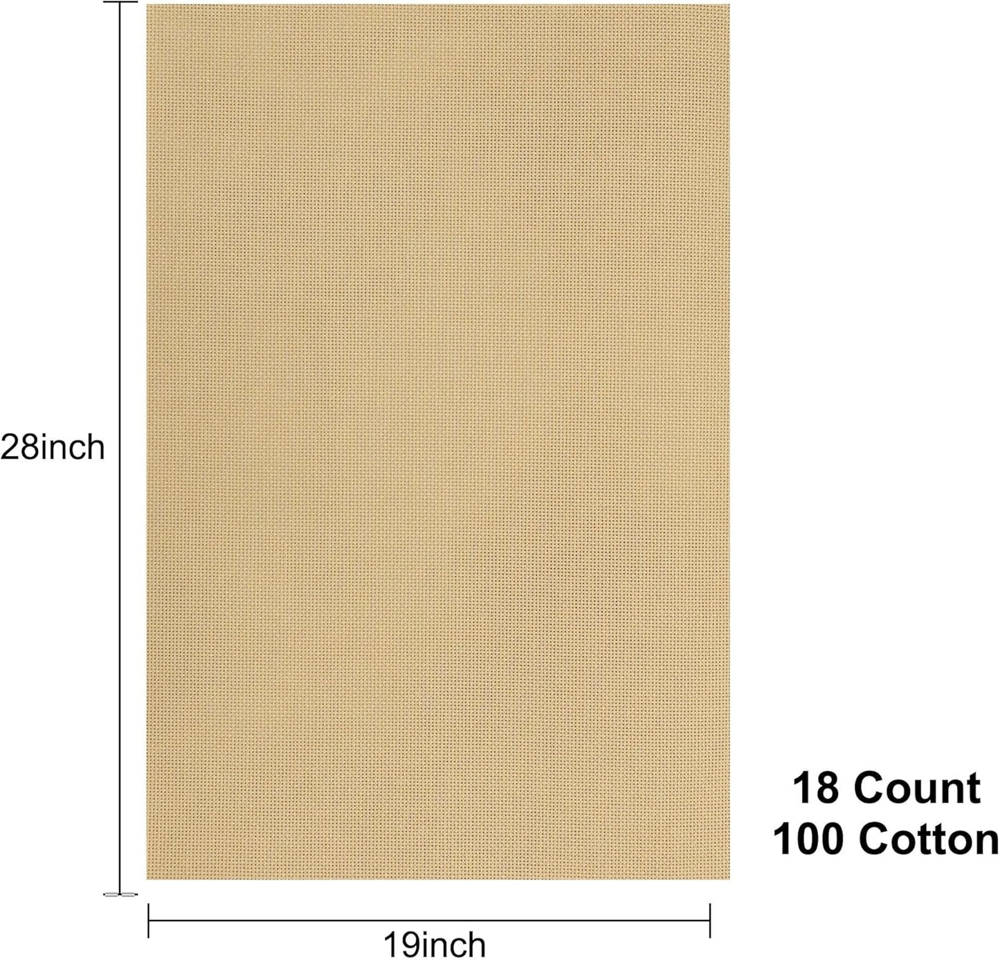 Aida Cloth 18 Count Cross Stitch Fabric,19×28inch (18CT,Khaki)