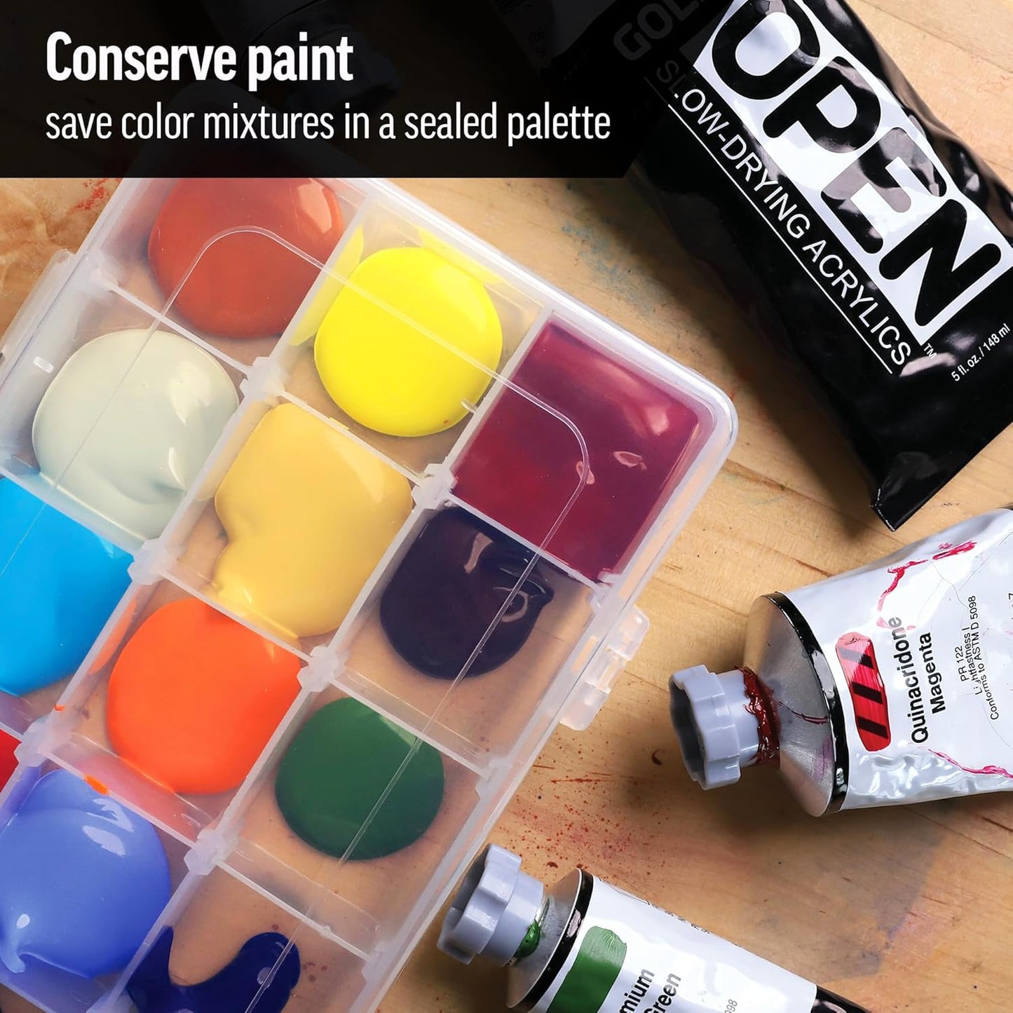 OPEN Slow-Drying Acrylics by GOLDEN, Phthalo Blue/R.S., 2 fl oz. tube, Professional Acrylic Paint, Transparent