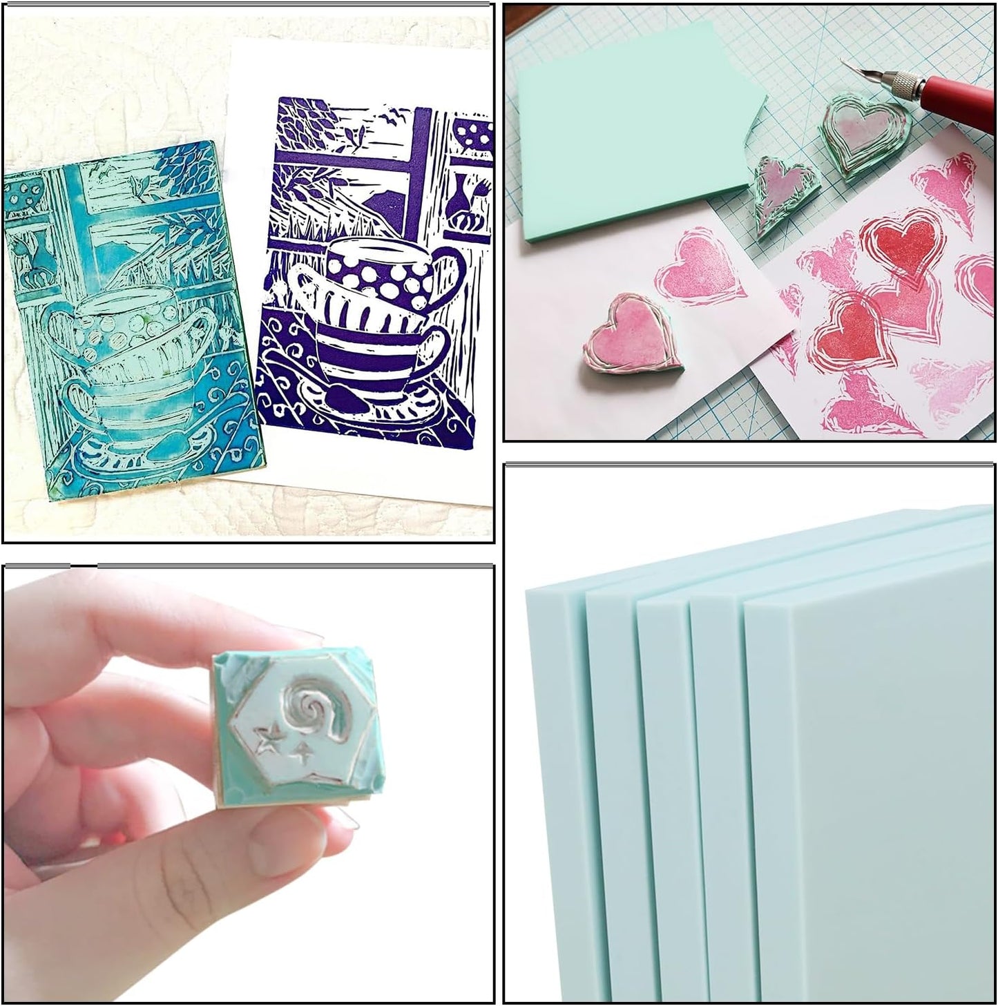 25 Pcs 4"x6" Rubber Carving Blocks, Linoleum Blocks, Stamp Carving Blocks for Printmaking, Linocut Artists, Crafts and More,(Blue) by KUKLIPJIM.