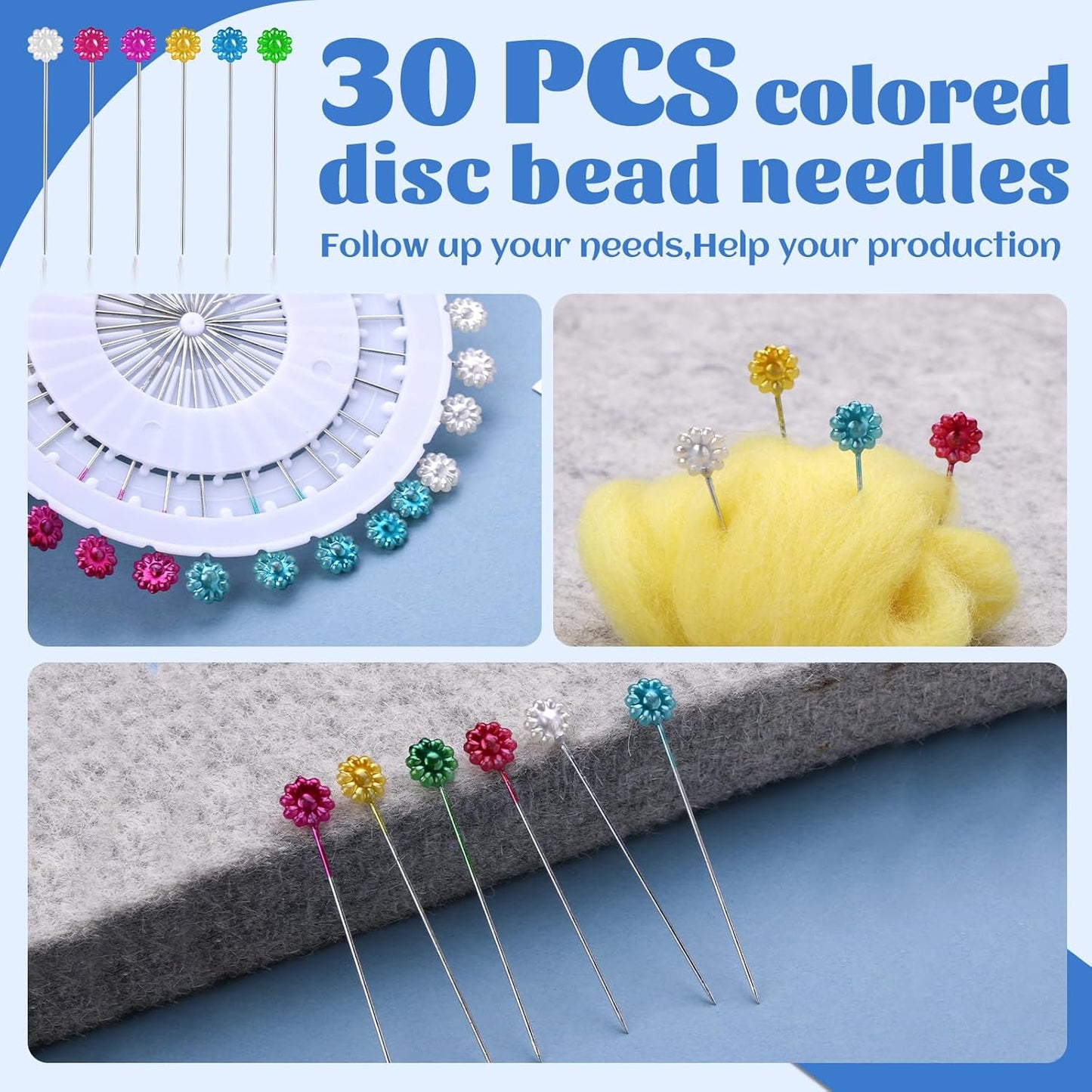 WONVOC Needle Felting Mat, Needle Felting Tools, 10''x10''x1'' Natural Felting Wool Pad, Needle Felting Supplies, with Finger Cots and 30 Straight Pins, Felt Pad for Making Felting Crafts