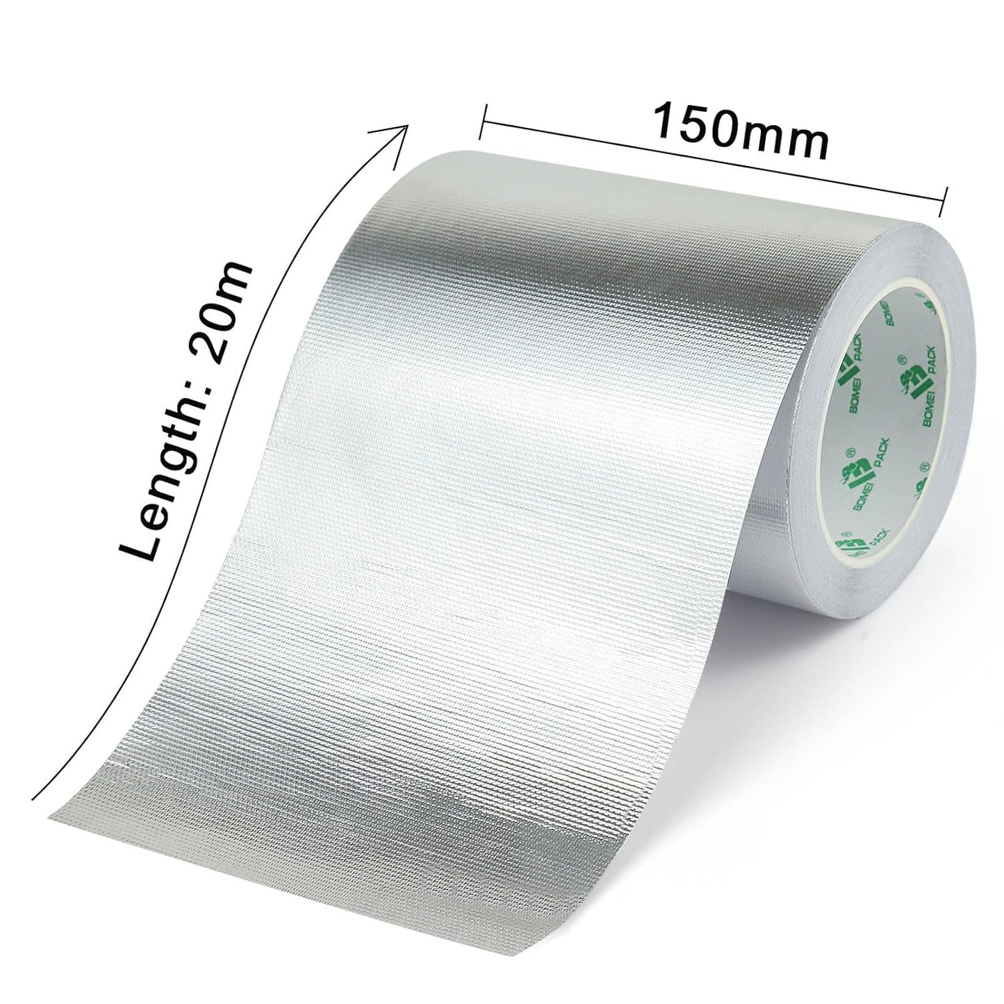 BOMEI PACK Adhesive Aluminum Foil Heat Shield Tape Barrier, Fiberglass Thermal Insulation Reflective Material High Temp Protection (6in*66ft)