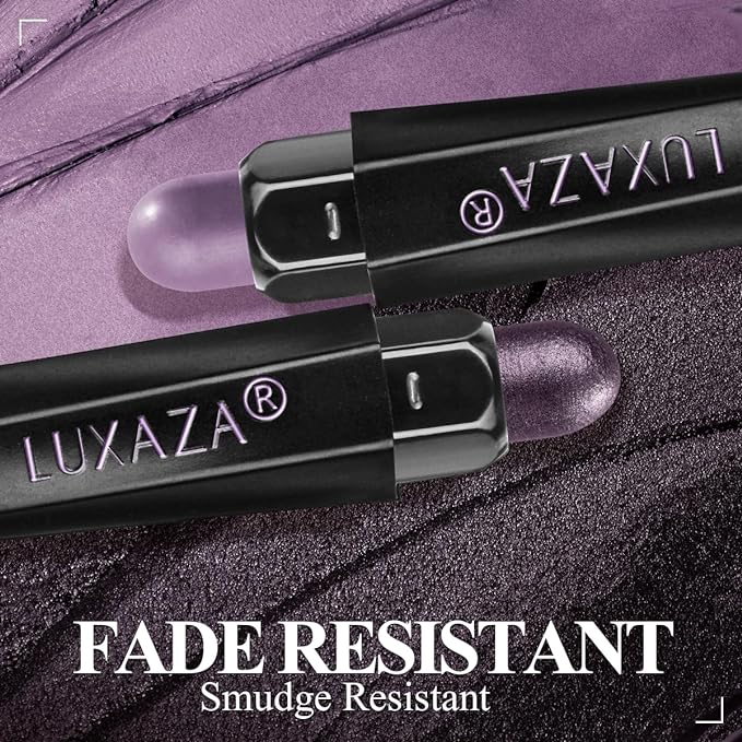 Neutral Eyeshadow Stick Makeup 6PCS Set, Purple Metallic Shimmer Matte Cream Eye Shadow Eyeliner Brightener Pencil Crayon - BLUEBERRY