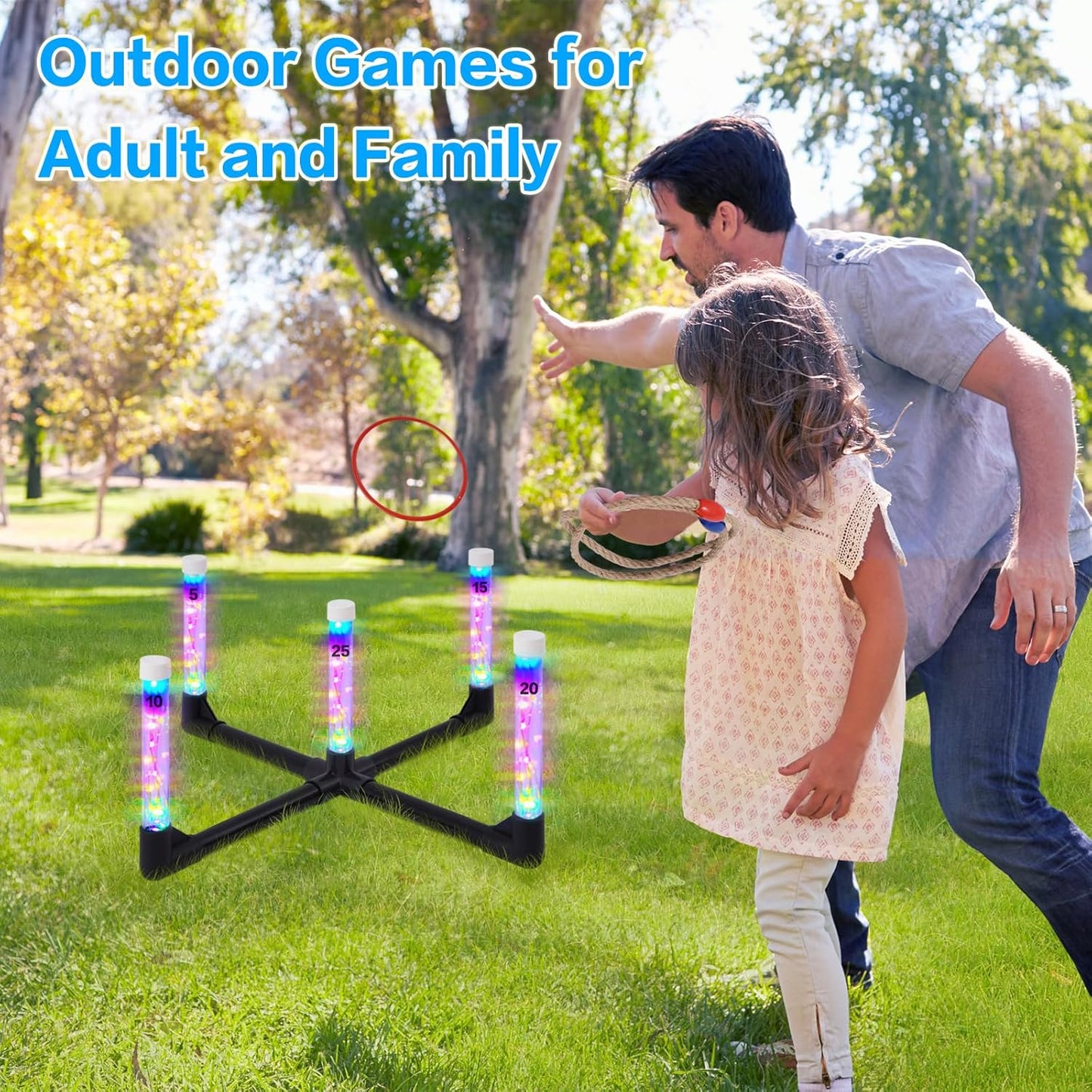 Outdoor Games Ring Toss Games Glow in Dark, Yard Games for Adults and Family