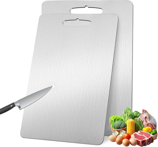 2Pack Titanium Cutting Board, 2025 New Upgrade 100% Pure Titanium Cutting Boards for Kitchen, Hygiene & Durability Non Stick Chopping Board, Double sided Cutting Board, Easy to Clean (13 * 9)