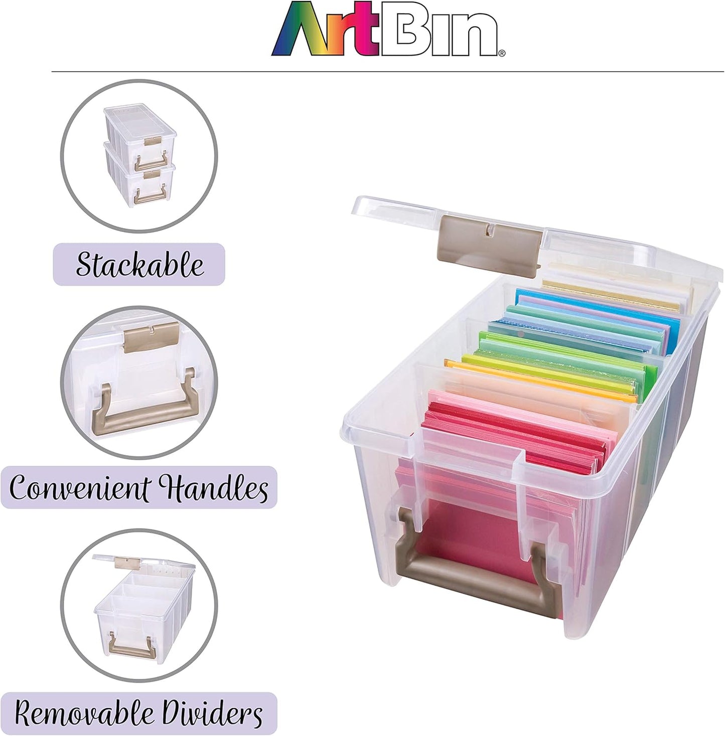 ArtBin Semi Satchel Portable Craft Organizer with 3 Dividers - Clear Plastic Storage Case for Art & Craft Supplies