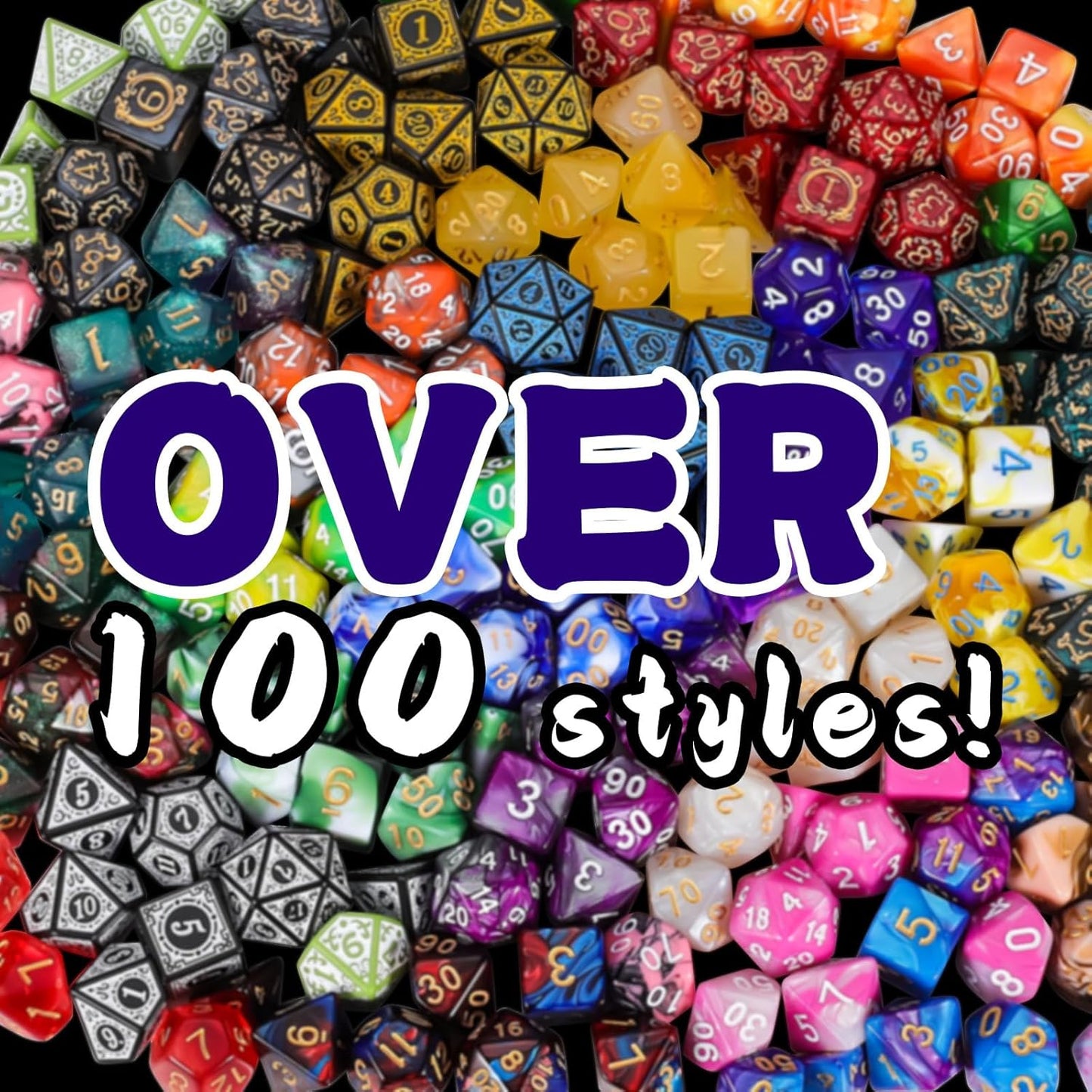 QMAY Polyhedral Dice - 48PCS Mystery Dice Set, Various Styles, Random D&D Dice Patterns & Dice Bag, 6 Mystery Bags, DND Gifts, Suitable for Dungeons and Dragons, RPG, MTG,Role Playing Table Game