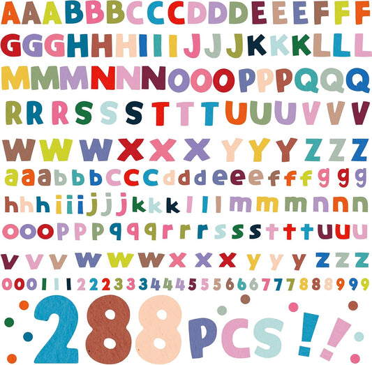 288 PCS Alphabet Combo Set, Large Size Letters Uppercase/Lowercase Letters, Numbers & Punctuation, Accents Cutouts for Classroom Home School Room Chalkboard Bulletin Board