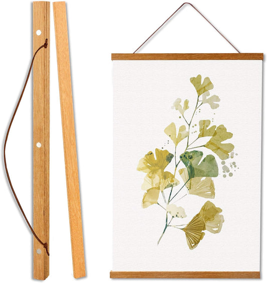 WITCOLOR Magnetic Poster Hanger, 17x11 17x24 17x17 Poster Frame Wood Wooden Magnet Print Posters Dowel Scroll Hanger Hangers Hanging Kit for Walls Map Canvas Artwork (Teak Wood, 17", 1 Pack)