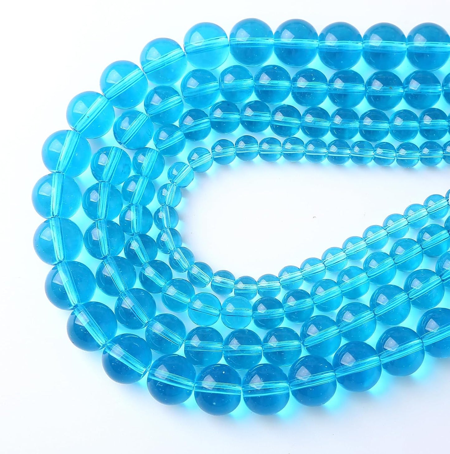 45pcs 8mm Topaz Blue Crystal Glass Beads Round Loose Spacer Beads for Jewelry Making DIY Bracelet Necklace Healing Power Stone