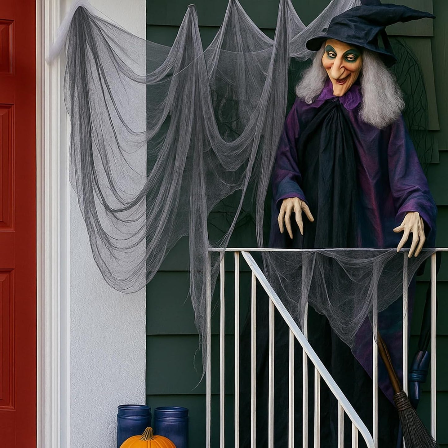 Boao Halloween Cheese cloth 84.65 x 590.55 Inch Gray Cheesecloth Roll for Crafts Large Cotton Muslin Gauze Fabric for Halloween Outdoor & Indoor Spooky Decoration