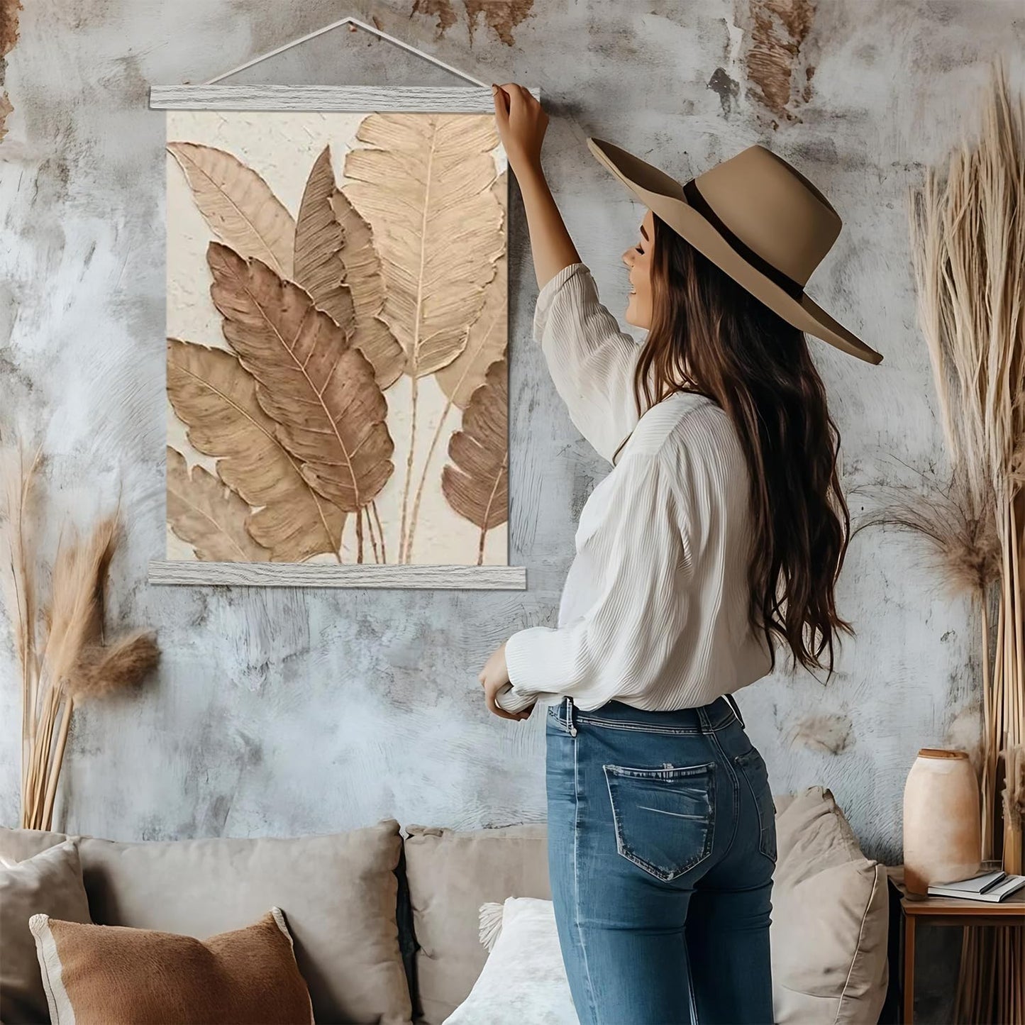 Artmag Magnetic Poster Hanger Frame, 11x14 11x17 Light Wood Wooden Magnet Canvas Artwork Print Poster Hangers Frames Hanging Kit (Grey, 11")