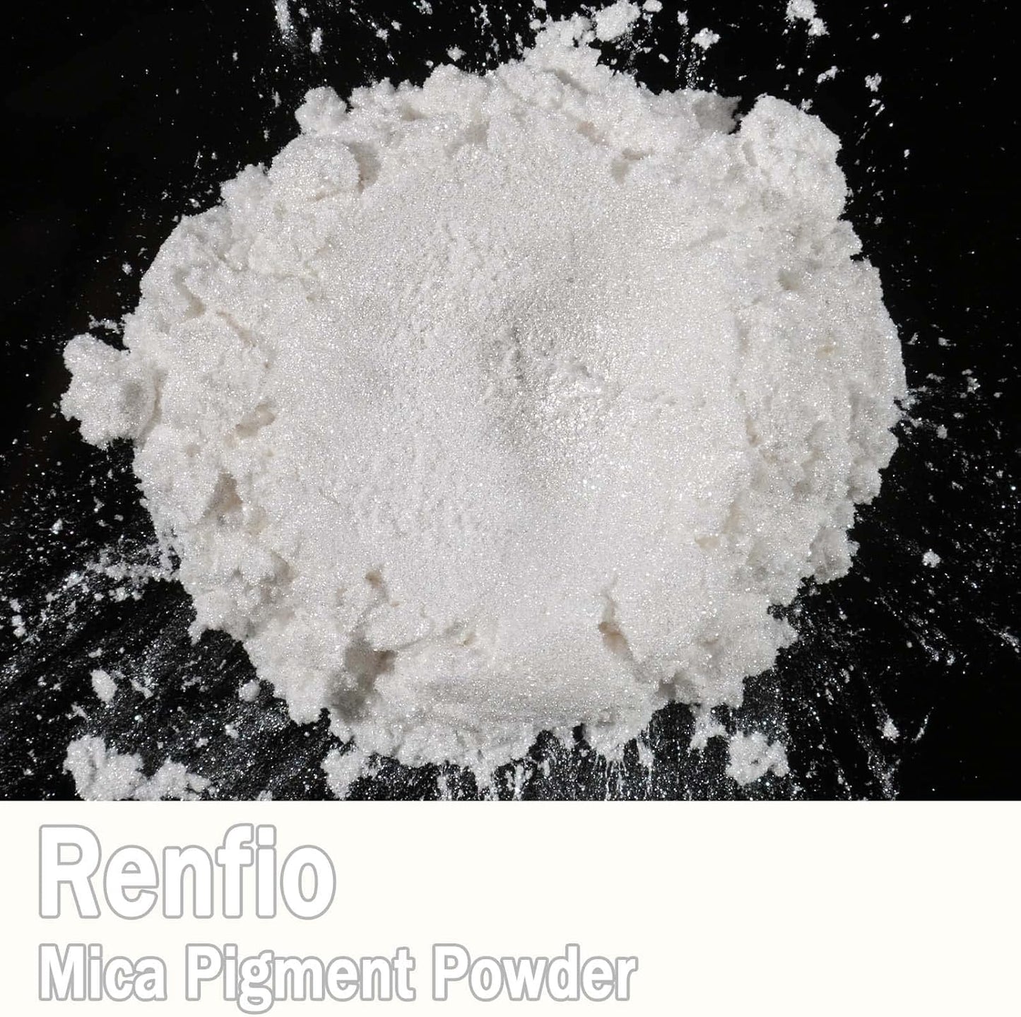 Renfio 100g Mica Powder Pigment, Metallic Natural Dye Mineral Pearl Shimmer Epoxy Resin Dye for Painting Soap Making Slime Bath Bombs 3.5 Oz - Porcelainous White