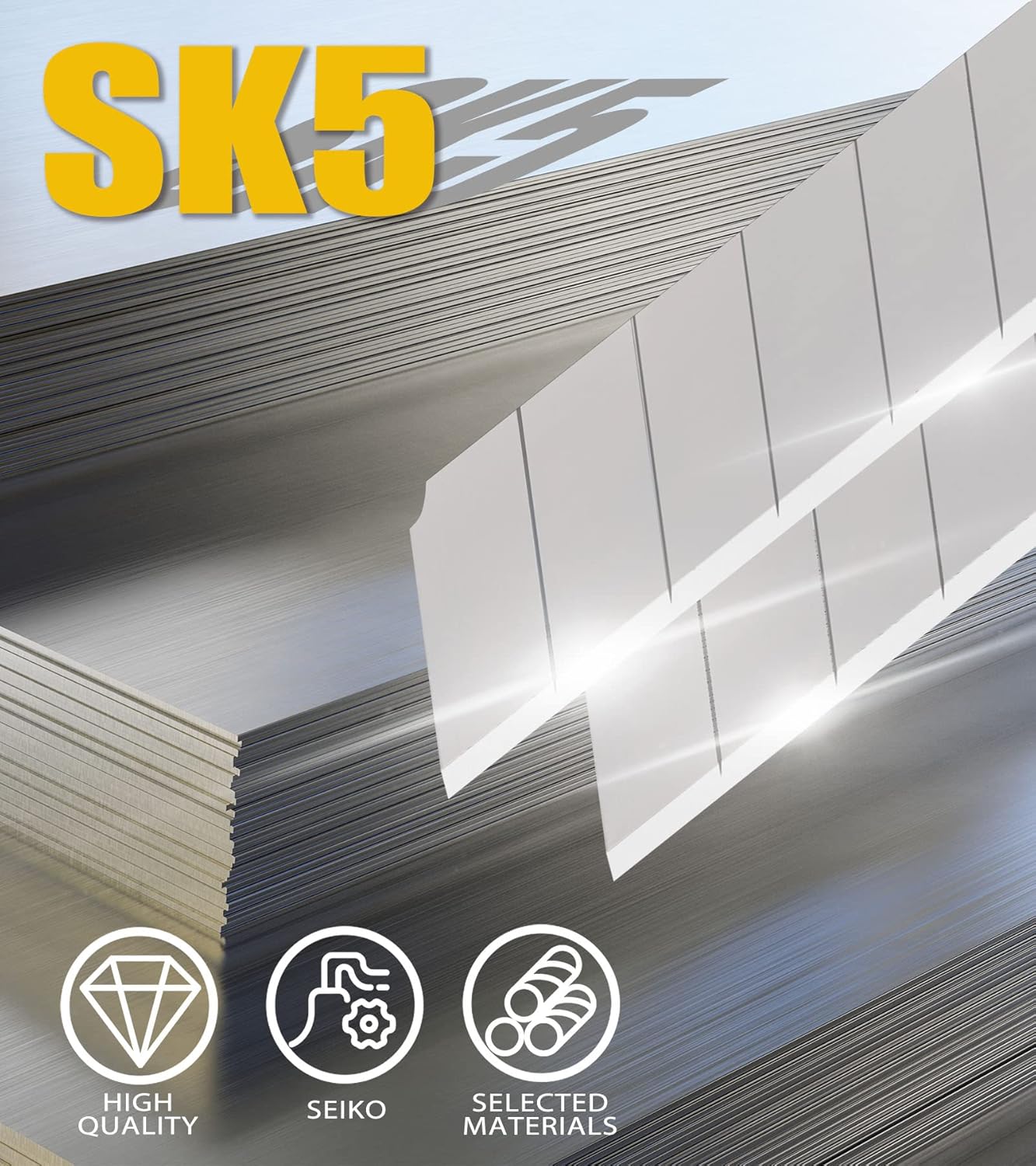 DOWELL 18mm Snap Off Blade SK5 Utility Knife Retractable Blades Box Cutter Blades (100pc)