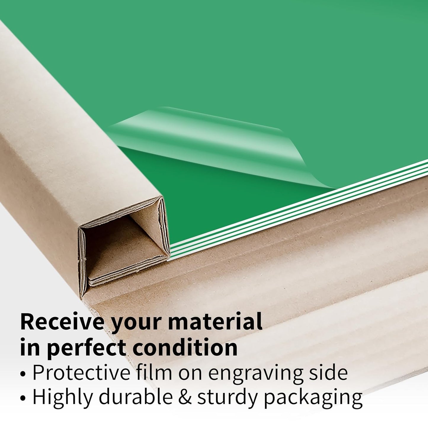 Trotec TroLase | 12"x20"x1/16", 4 Pcs | Bright Green/White | 2 Ply | Modified Acrylic | Laser Engraving Double Color Plastic Sheet | Engraving Blanks for Laser, Saw, Guillotine | Made in USA