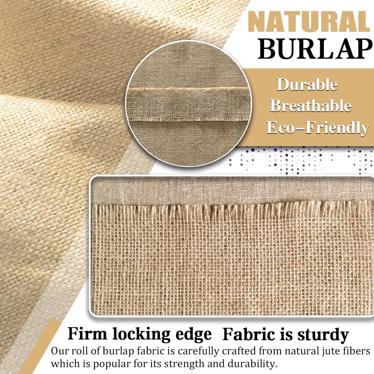 Burlap Fabric Roll, 40" x 24 Feet Burlap Garden Fabric Natural Jute for Decorations, Crafts, Weddings, Table Runner, Landscaping, Plants & Tree Covering