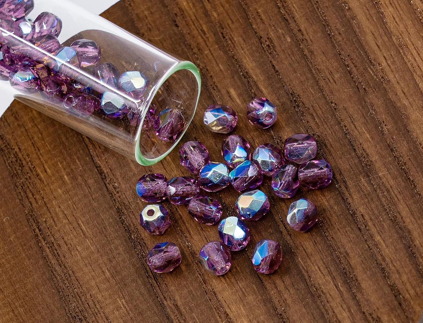 0.88oz (Approx. 300 pcs) Faceted Fire Polished Round Glass Beads 4mm (0.16in), Czech Republic Bohemian Glass Transparent Mix