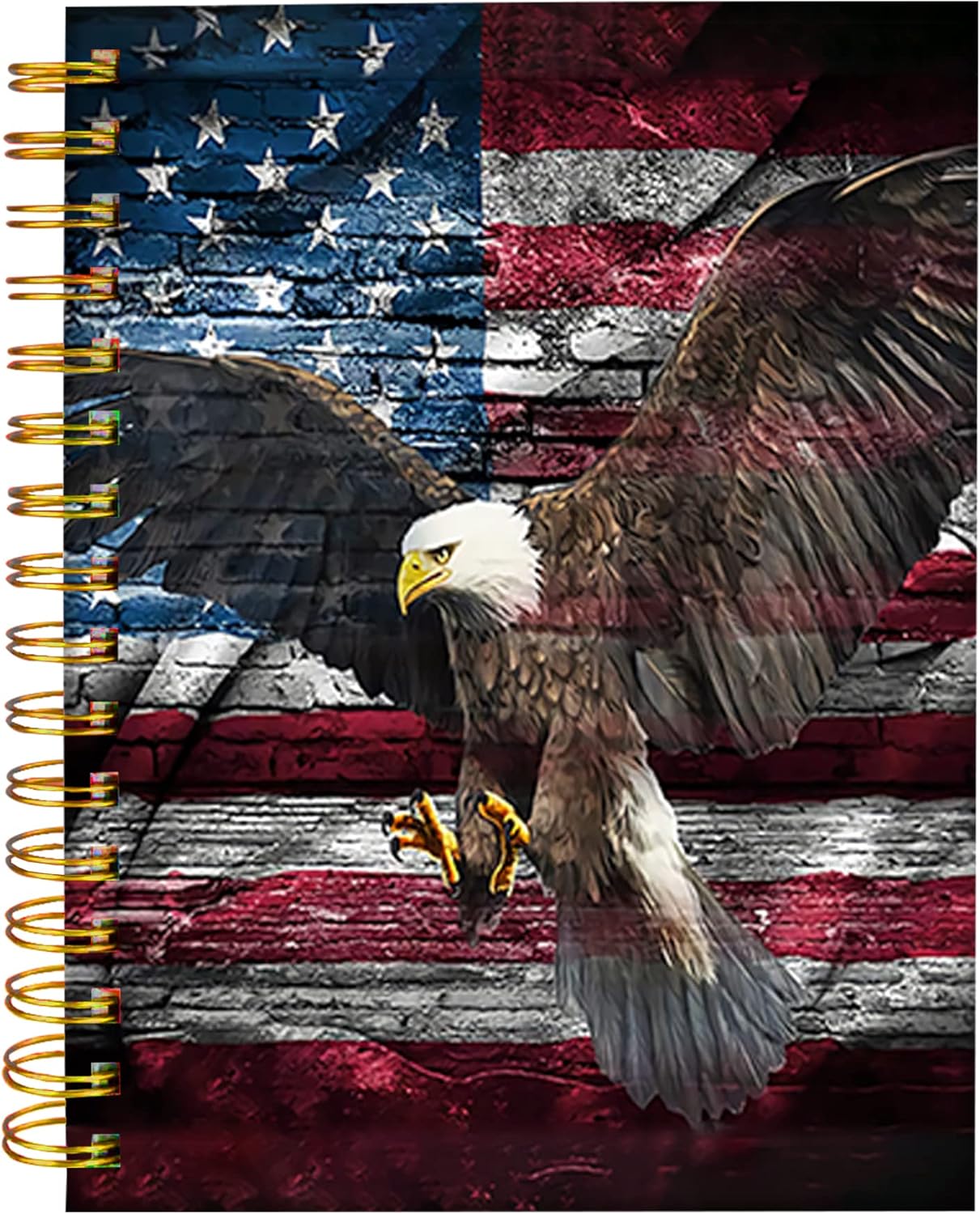 iampanda Spiral Journal Notebook,Cool Strong TwinWire Binding with Premium Paper for Girl Women,60 Sheets A5 College Ruled NotebookJournal,Perfect for School Office Home Gifts,American Flag Eagle