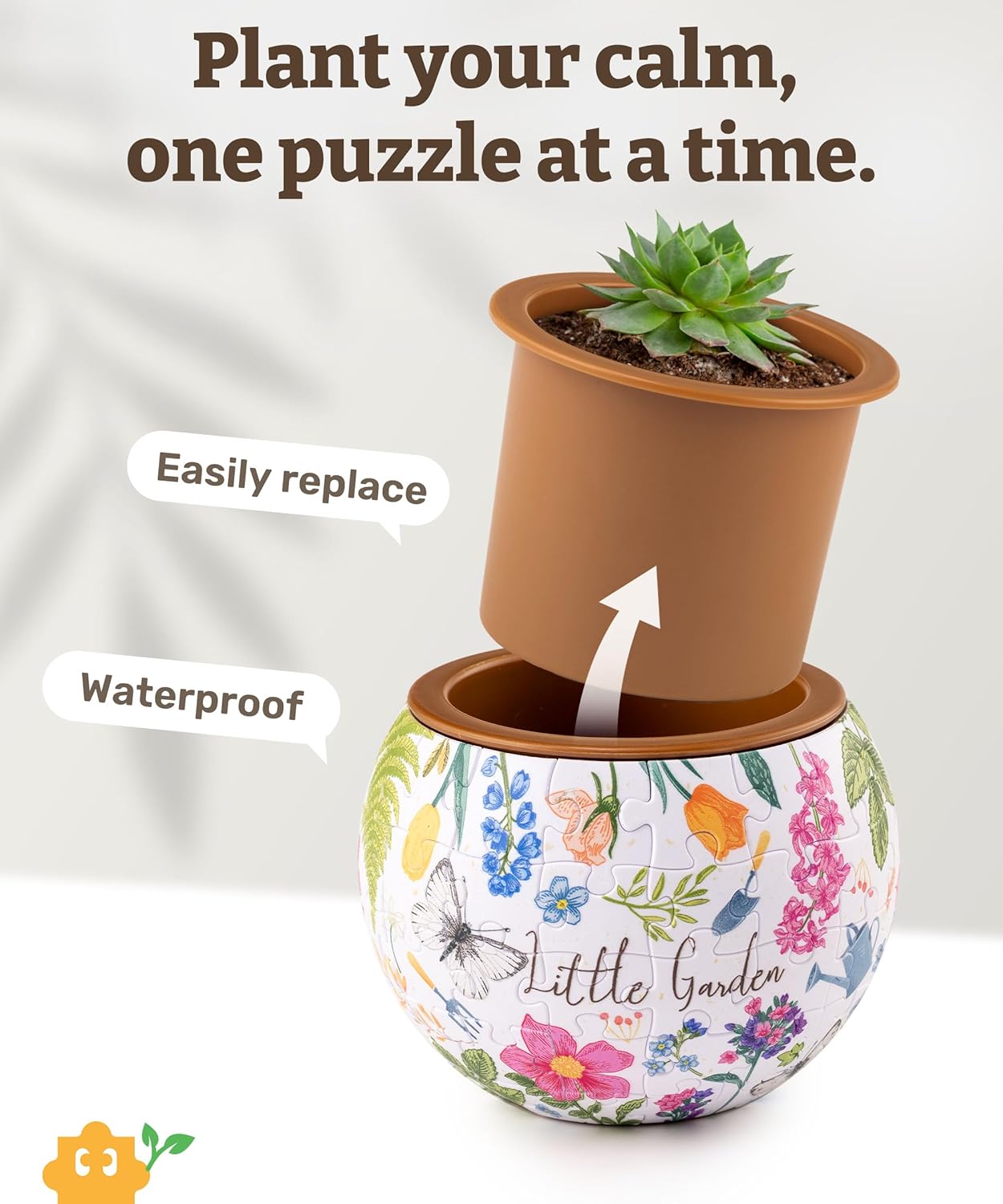 PieceRelax 3D Puzzle Planter 80 Pieces - Flower Pot - Little Garden, Home Decor Flower Pots for Indoor Cactus, Succulents Pots [K1116]